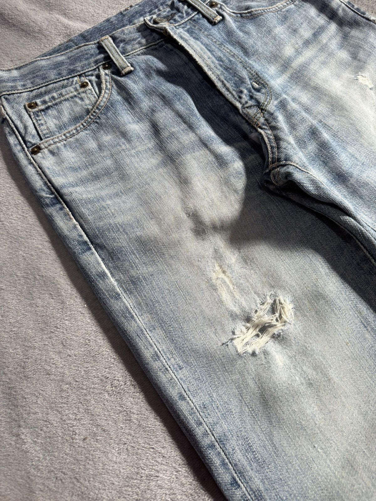 Edwin × Vintage Edwin XV441 Bootcut Flared Natural Distressed Jeans Size US 30 / EU 46 - 8 Thumbnail