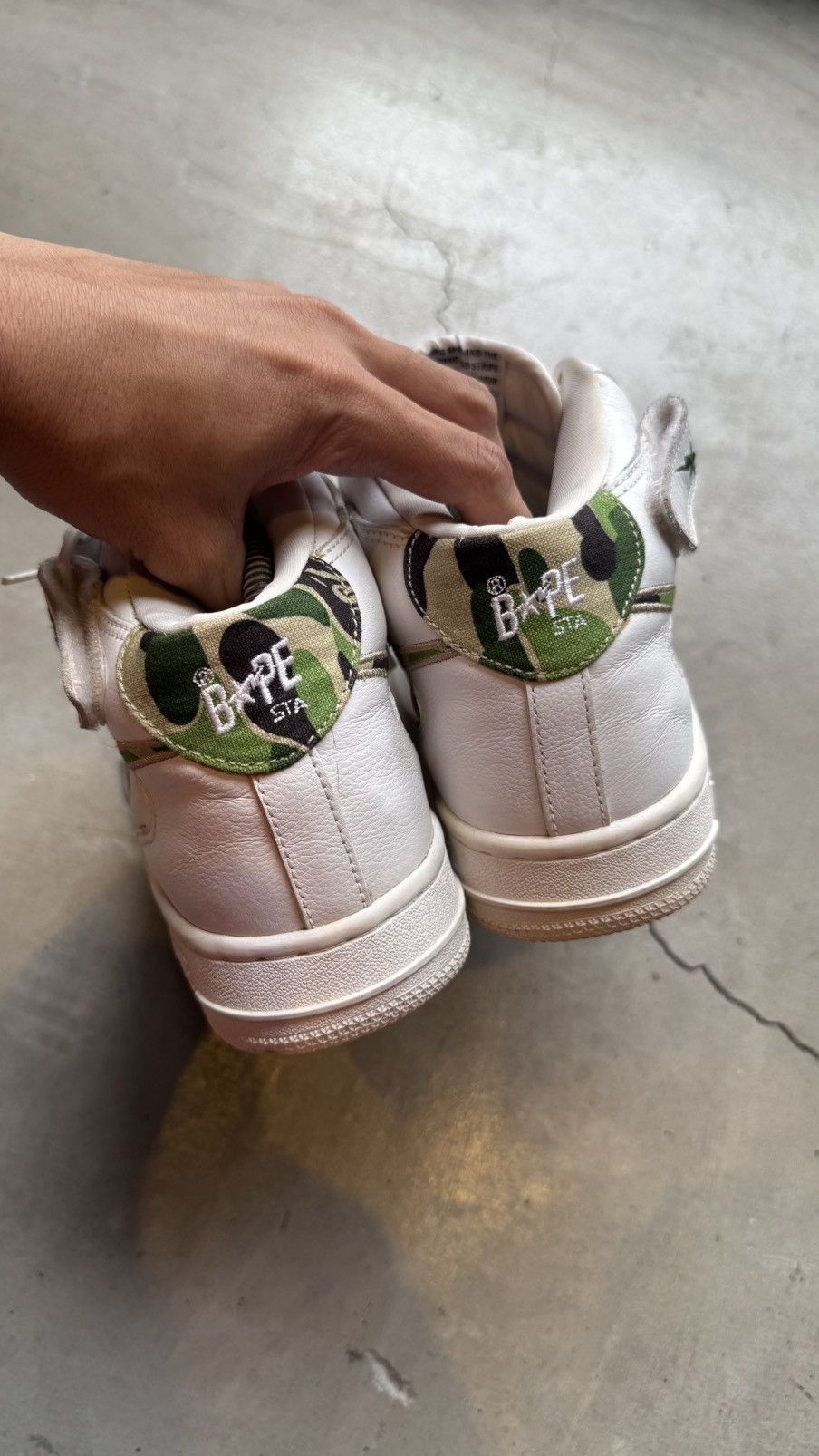 Bape Rare 2002 A Bathing Ape Green Camo White Leather Mid Bapesta Size US 8.5 / EU 41-42 - 6 Thumbnail