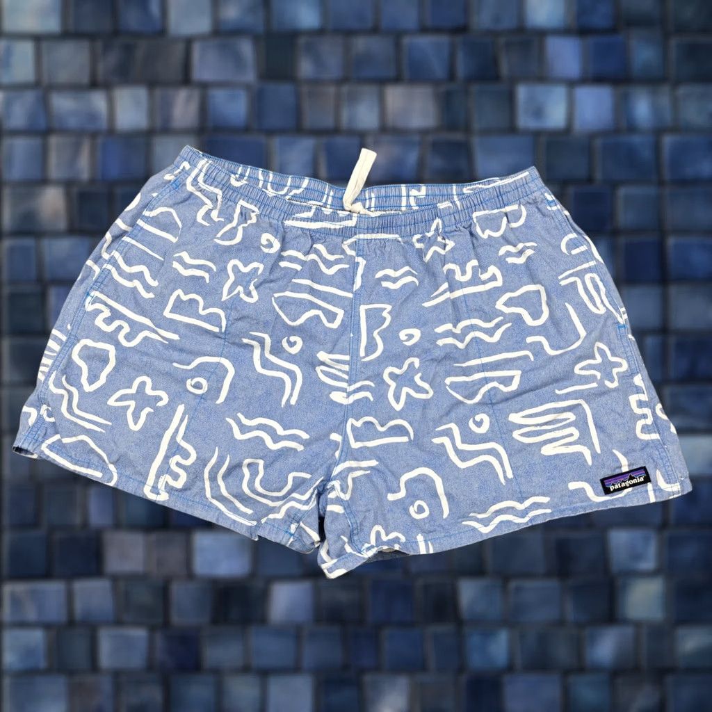Patagonia Patagonia Swim Trunks Mens XL Blue Geometric Drawstring Pockets Cotton Size US 36 / EU 52 - 1 Thumbnail