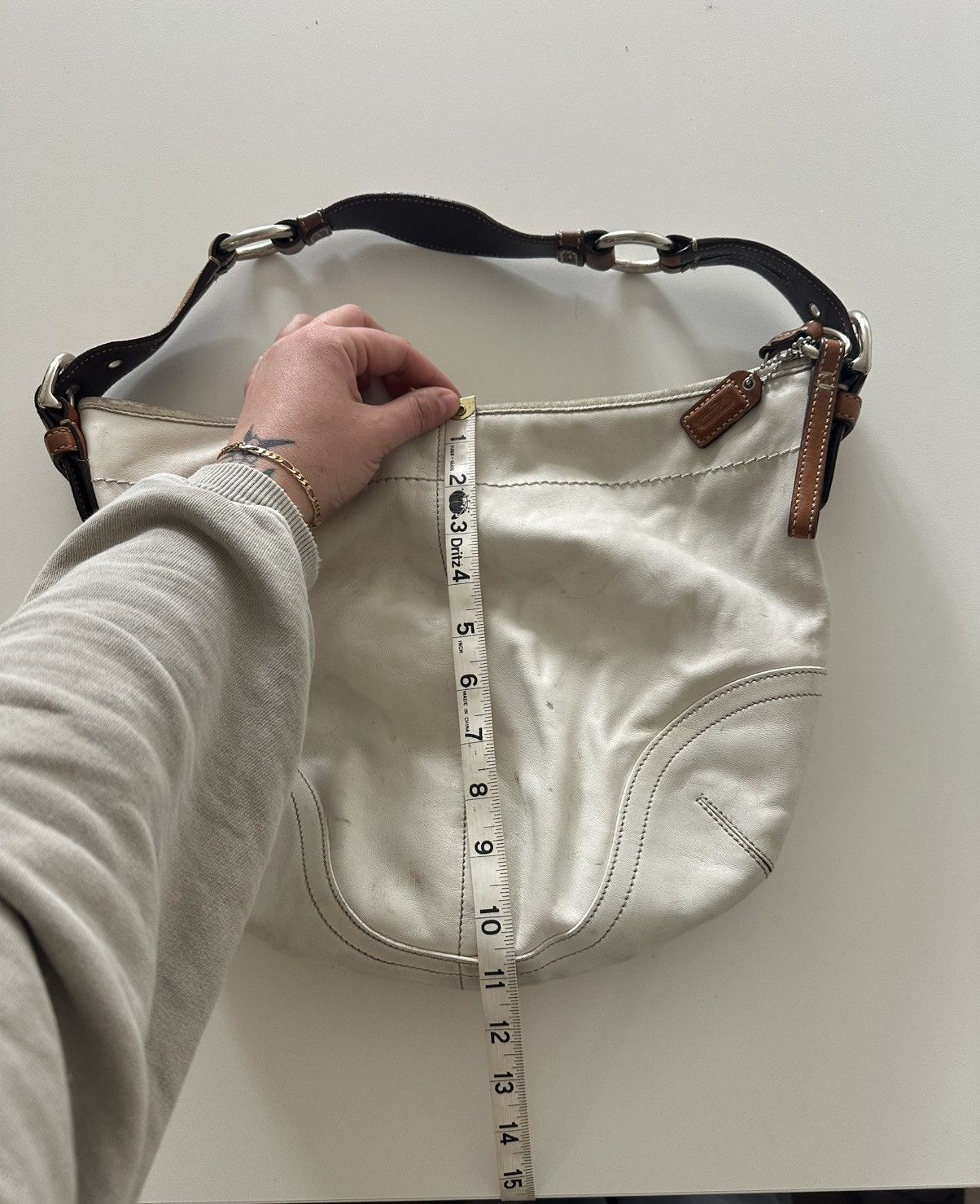 Coach × Vintage Vintage Y2K Coach White Tan Hobo Soho Shoulder Bag 