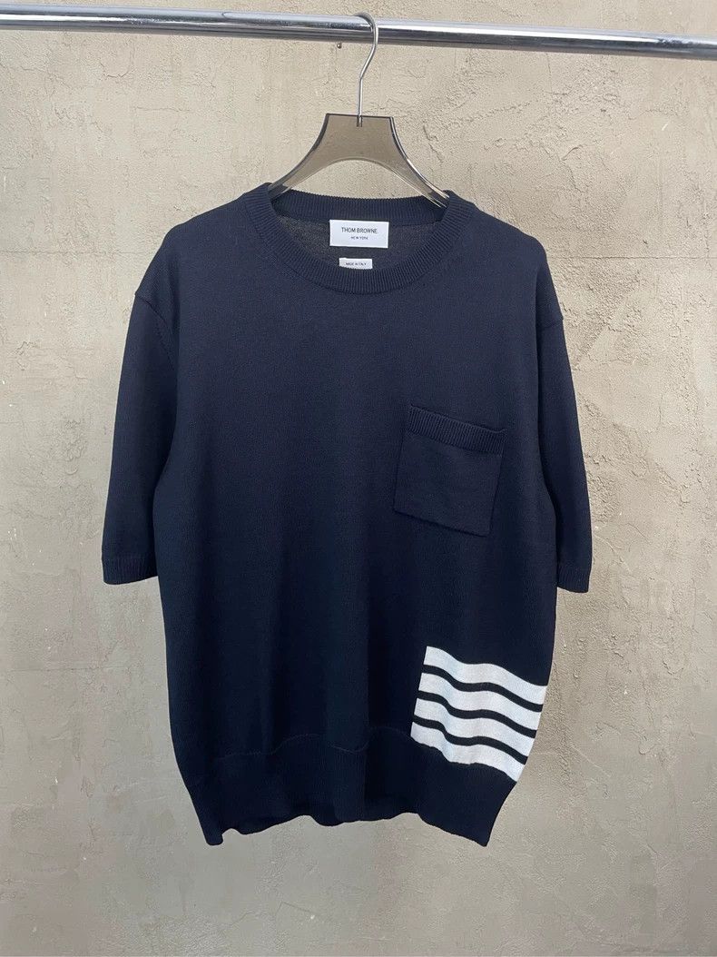 Thom Browne Thom browne Dark blue four-striped high-end knitted short-s Size US L / EU 52-54 / 3 - 2 Thumbnail
