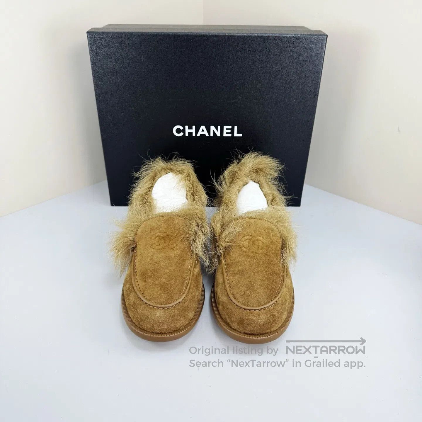Chanel Chanel 25N Bestseller Brown Suede Fur Loafers| Size US 8 / IT 38 - 1 Thumbnail