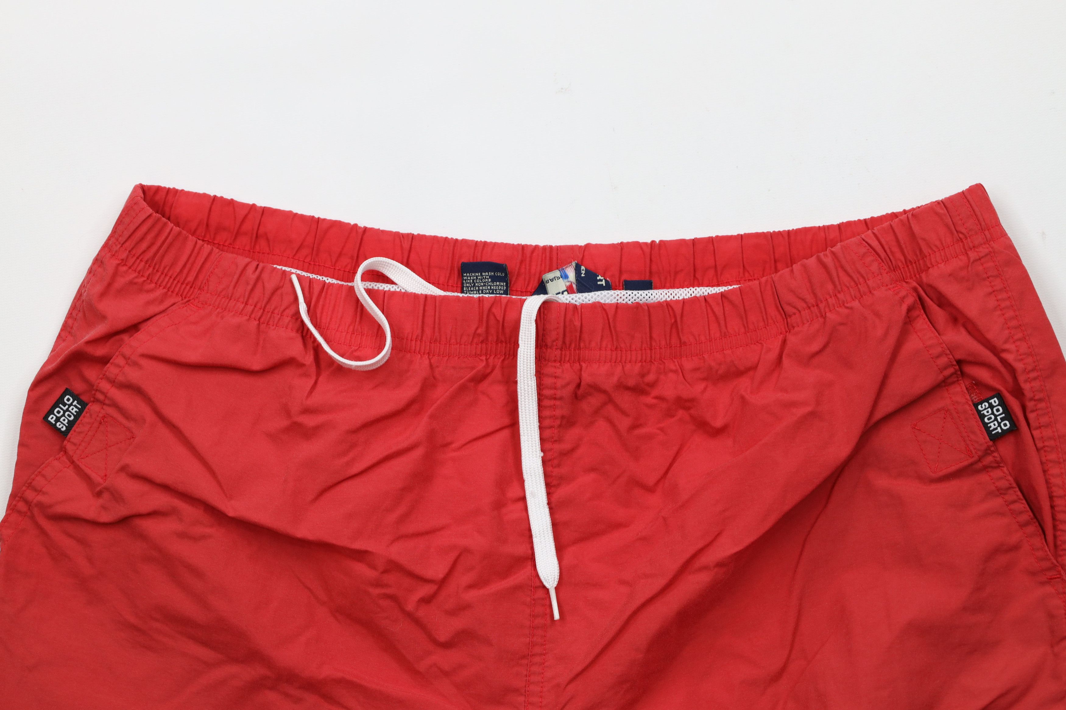 Ralph Lauren × Vintage Vintage 90s Polo Sport Ralph Lauren Flag Lined Shorts Red Size US 34 / EU 50 - 2 Thumbnail
