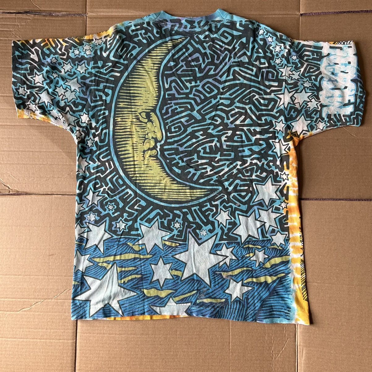 Vintage 1992 AOP Liquid Blue Sun Moon Single popular Stitch Size XL