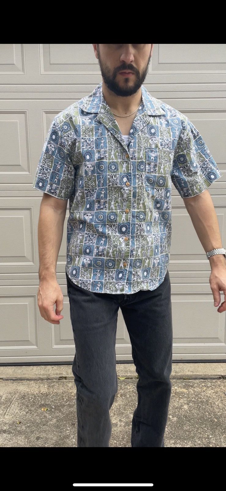 Japanese Brand × Vintage Vintage Cropped Camp Collar Shirt Floral Earth Boxy Size US M / EU 48-50 / 2 - 6 Thumbnail