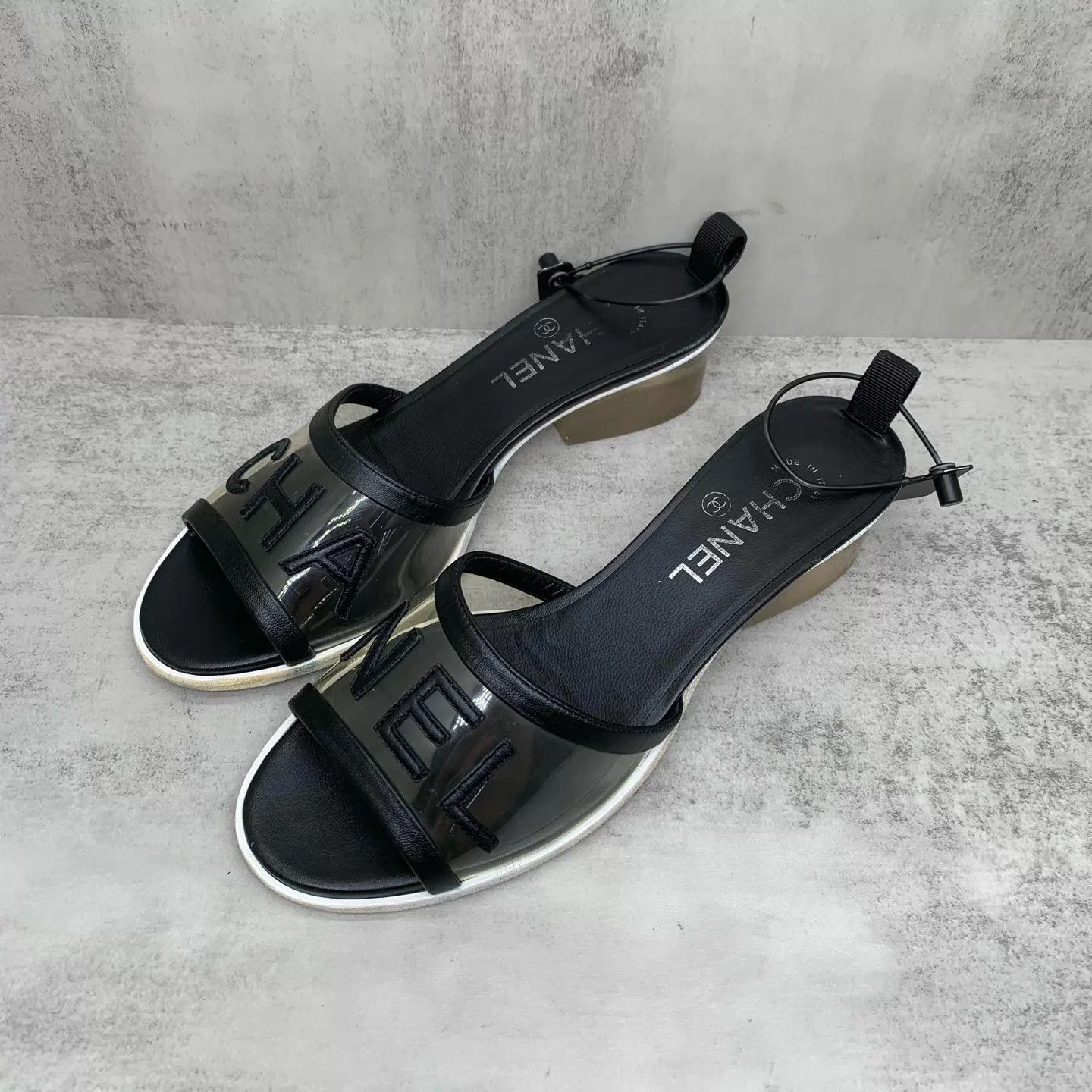 Chanel Chanel black transparent sandals 38.5 98 new Size US 8 / IT 38 - 1 Thumbnail