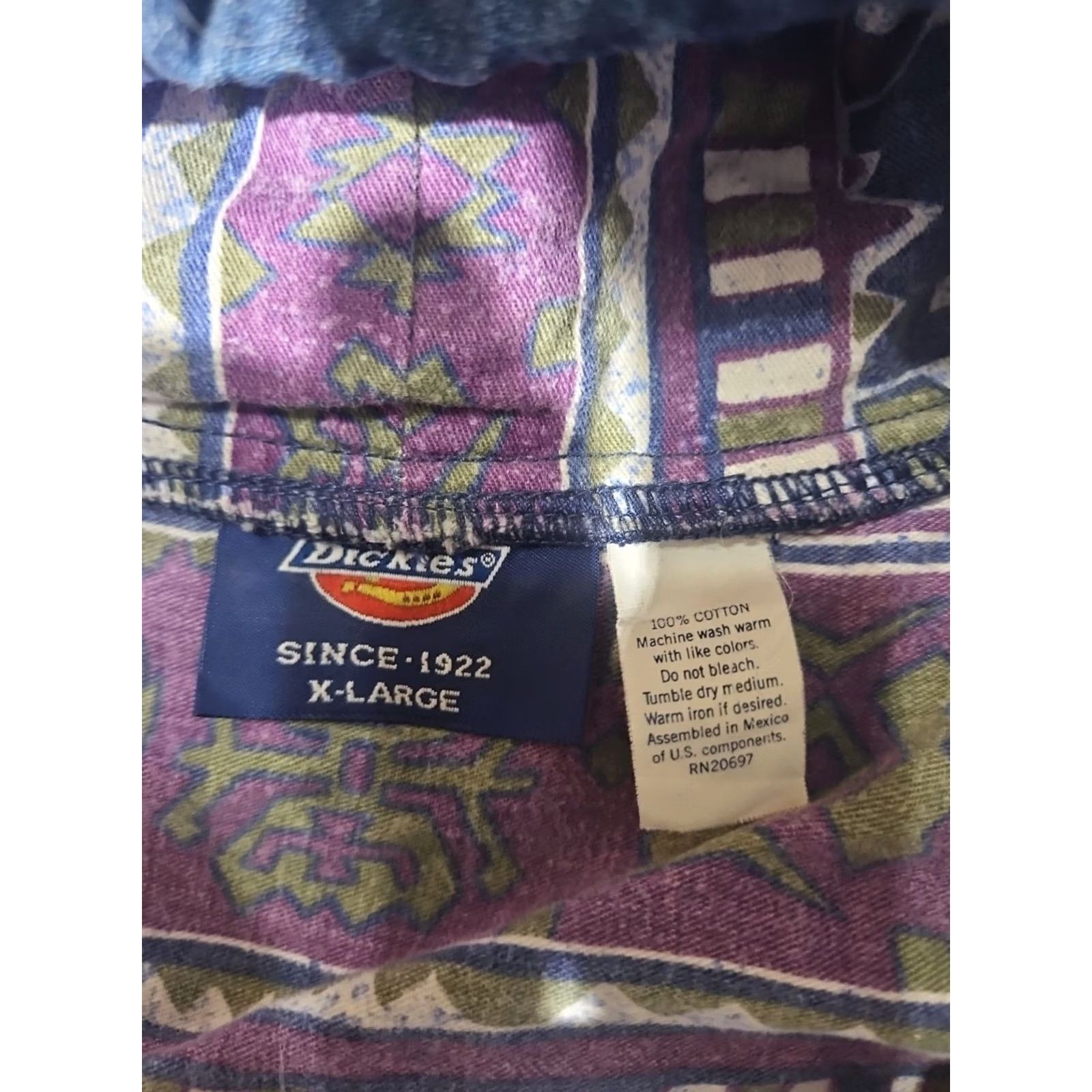 Dickies VTG Dickies Jacket Mens XL Blue Denim Aztec Quilt Lined Hooded Workwear Coat Jacket Size US XL / EU 56 / 4 - 2 Thumbnail