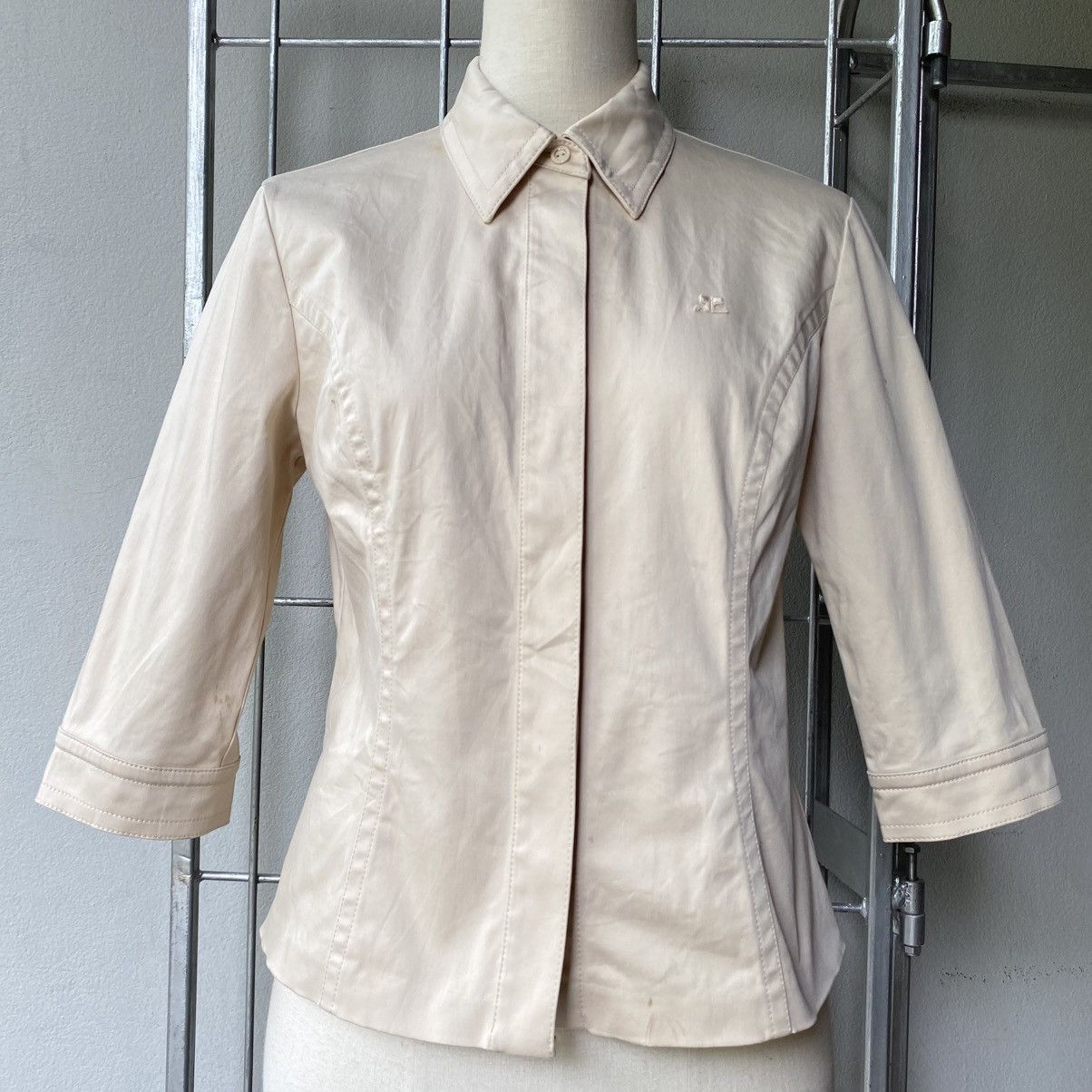 Courreges Courreges Gold Collared Fitted Shirt Size L / US 10 / IT 46 - 19 Thumbnail