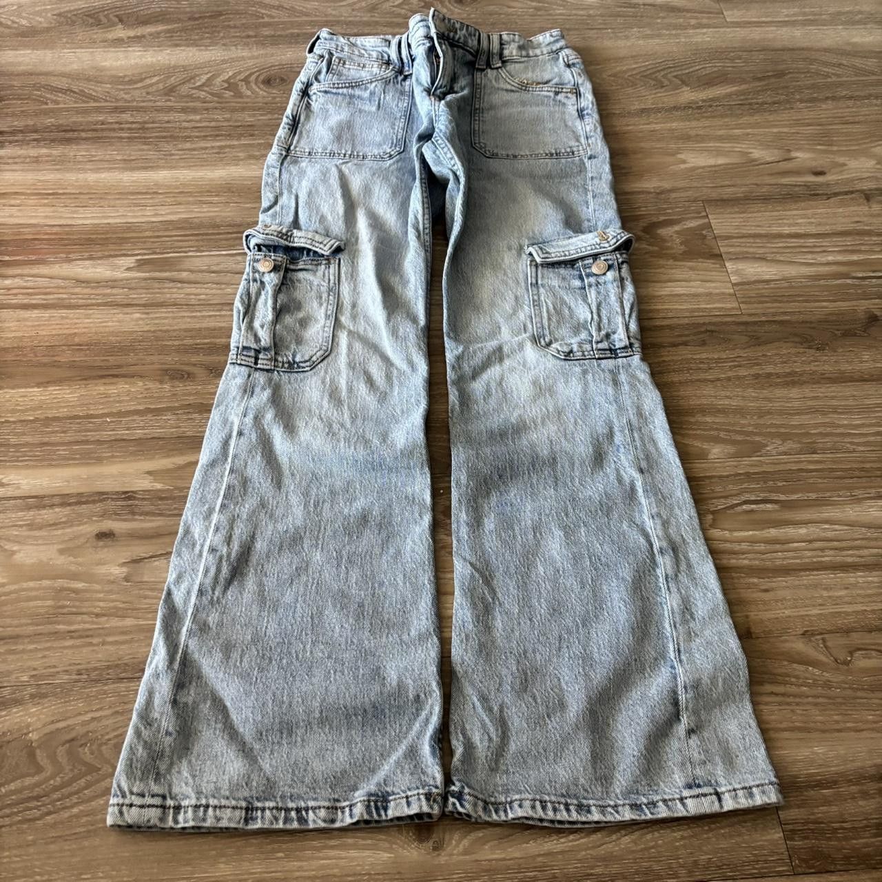 Aeropostale Crazy Vintage Y2K/2000s Aeropostale Mid Rise Flare Cargo Denim Jeans! Size 27" / US 4 / IT 40 - 1 Thumbnail