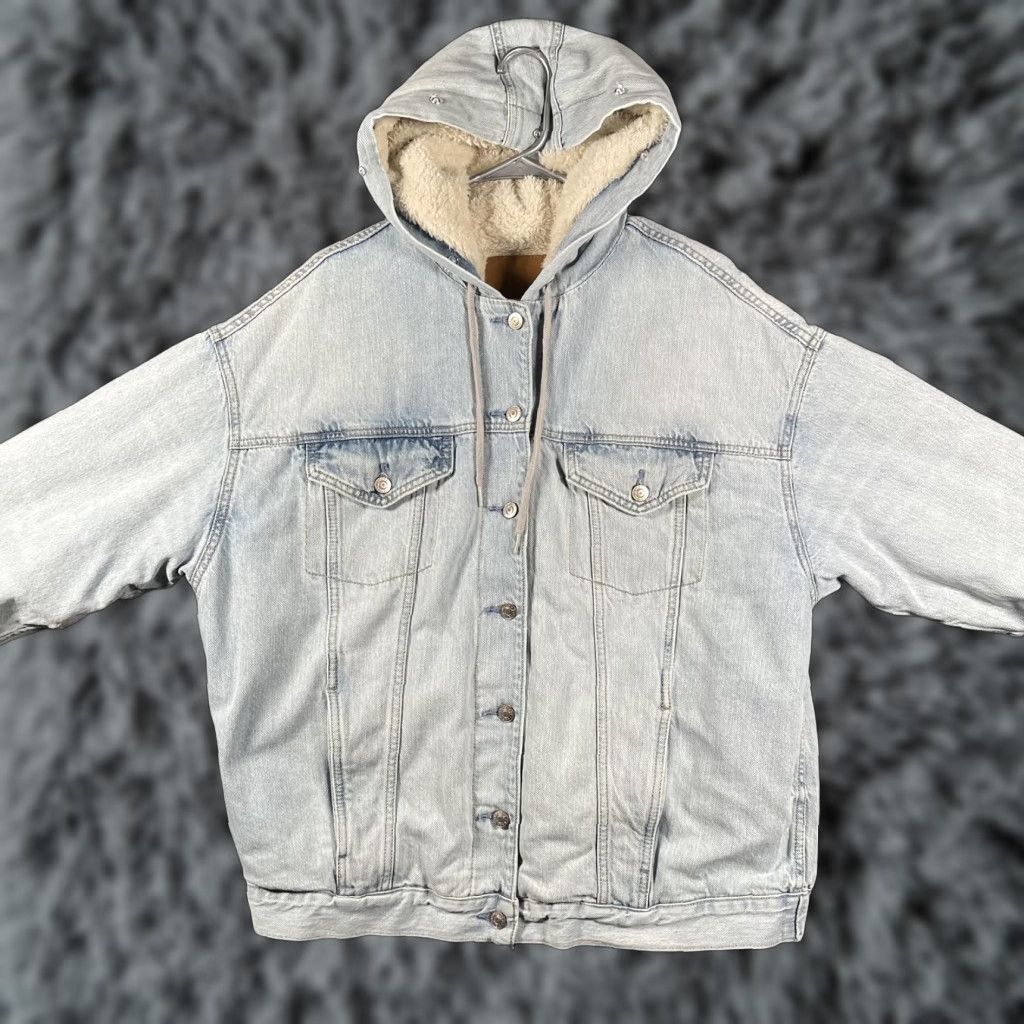 American Eagle Outfitters VINTAGE? No — American Eagle Outfitters Jacket Womens XL Blue Hooded Sherpa Lined Denim Bomber Size XL / US 12-14 / IT 48-50 - 1 Thumbnail