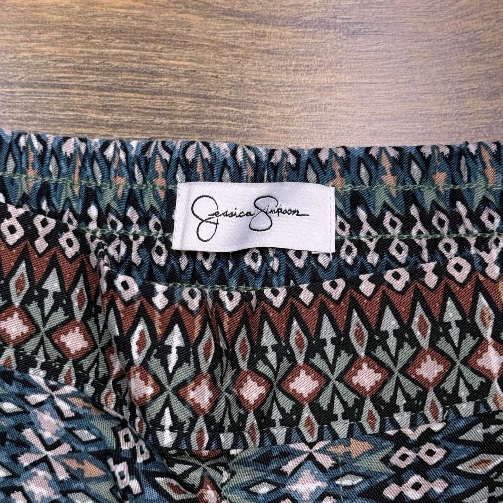 Jessica Simpson Jessica Simpson Pants Womens Large Green High Rise Ankle Straight Geometric Logo Viscose Rayon City Casual NWT Size 36" / US 14 / IT 50 - 4 Thumbnail