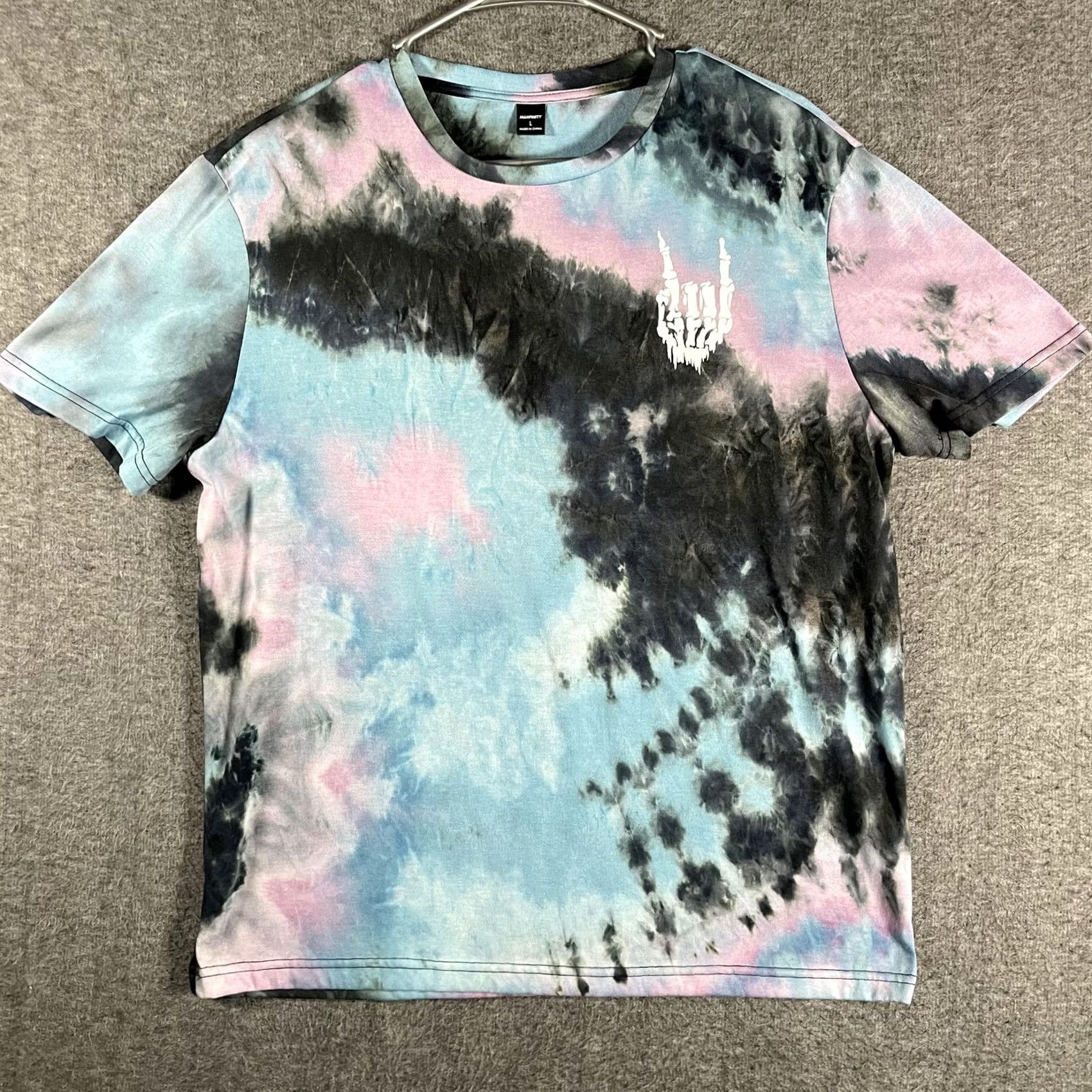 Vintage Manfinity Mens Large Pastel Tie Dye Skeleton Hand Rock Graphic Tee Shirt Size US L / EU 52-54 / 3 - 3 Thumbnail
