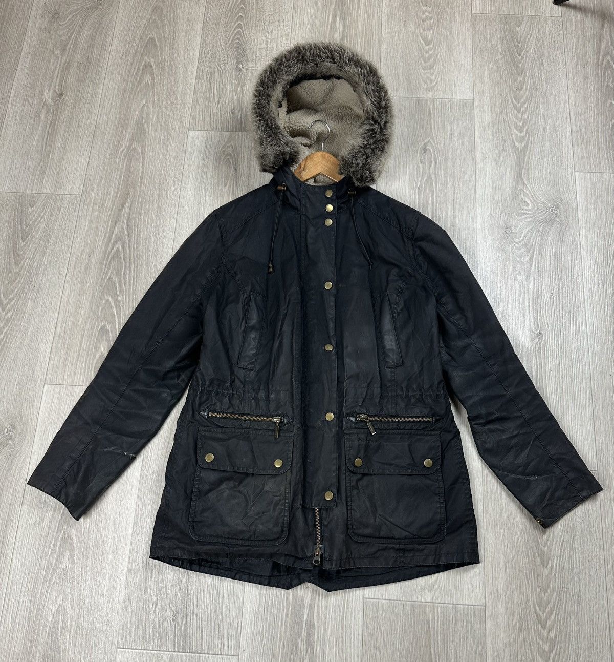 Barbour Barbour Waxed Jacket Kelsall Parka Fur Hooded Distressed Size M / US 6-8 / IT 42-44 - 3 Thumbnail