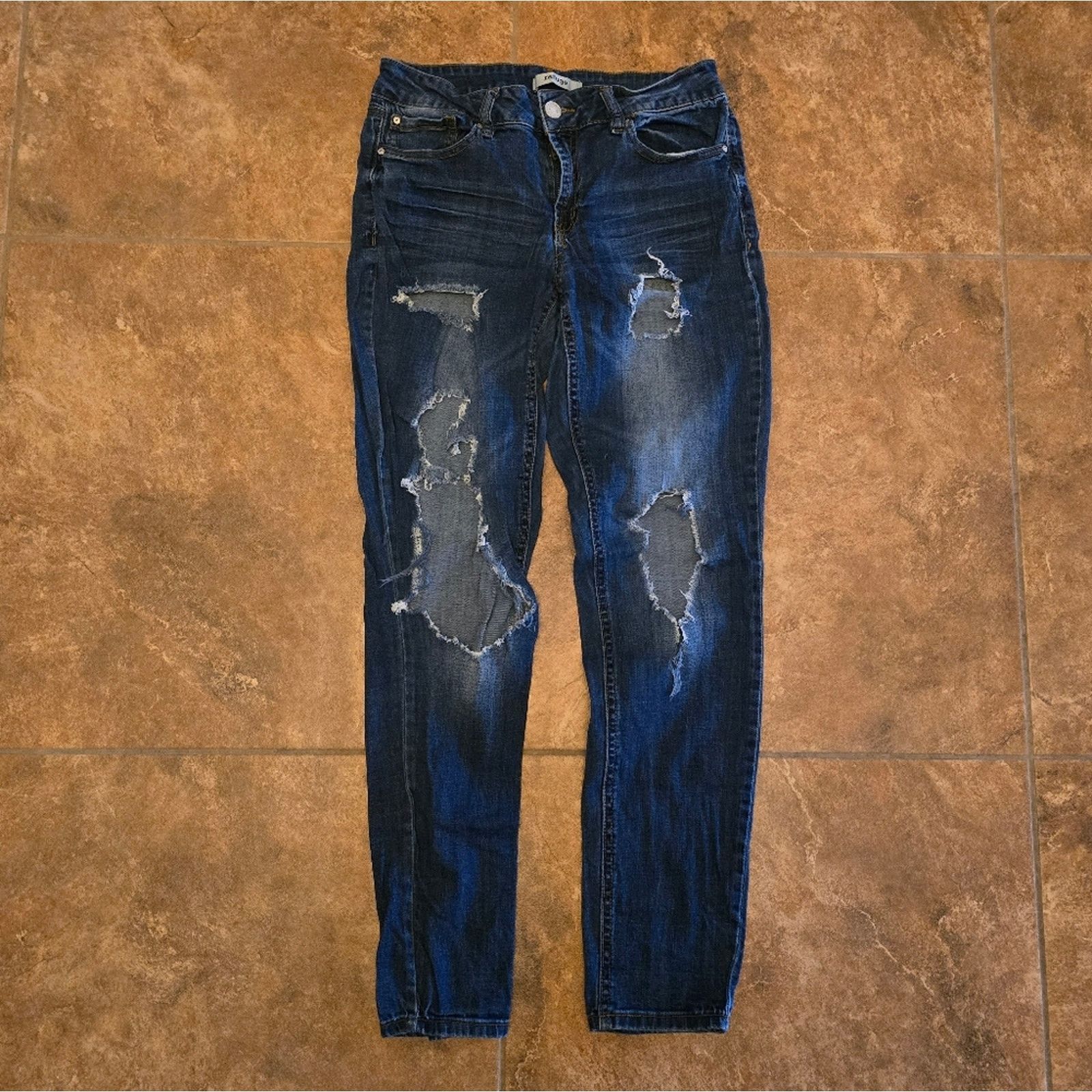 Other Dark Denim | REFUGE | Distressed Boyfriend Jean Size 28" / US 6 / IT 42 - 1 Thumbnail