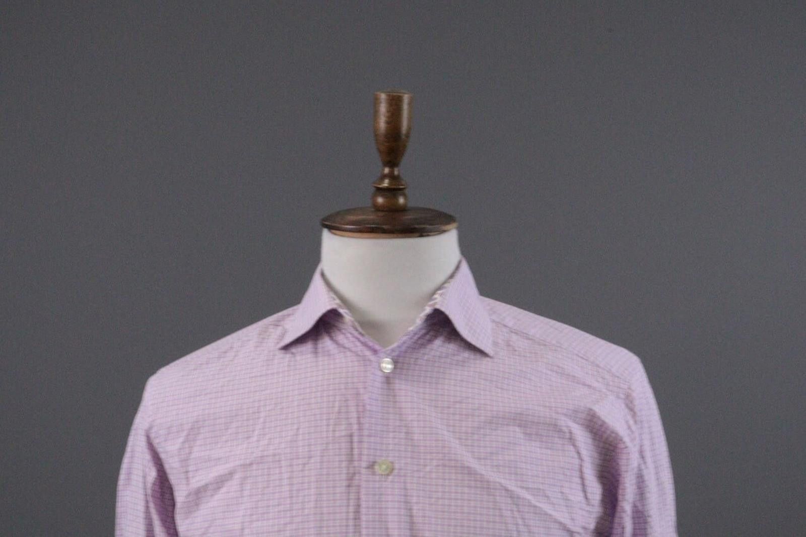 Eton Eton Slim Fit Pink Check Button Down Shirt Size 40 / 15.75 Size US L / EU 52-54 / 3 - 2 Thumbnail