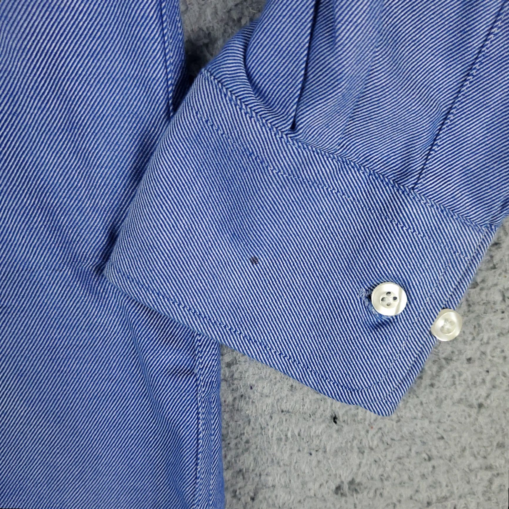 Tommy Hilfiger Tommy Hilfiger Dress Shirt Mens 15.5 Blue Solid Long Sleeve Button Up Size 40R - 3 Thumbnail
