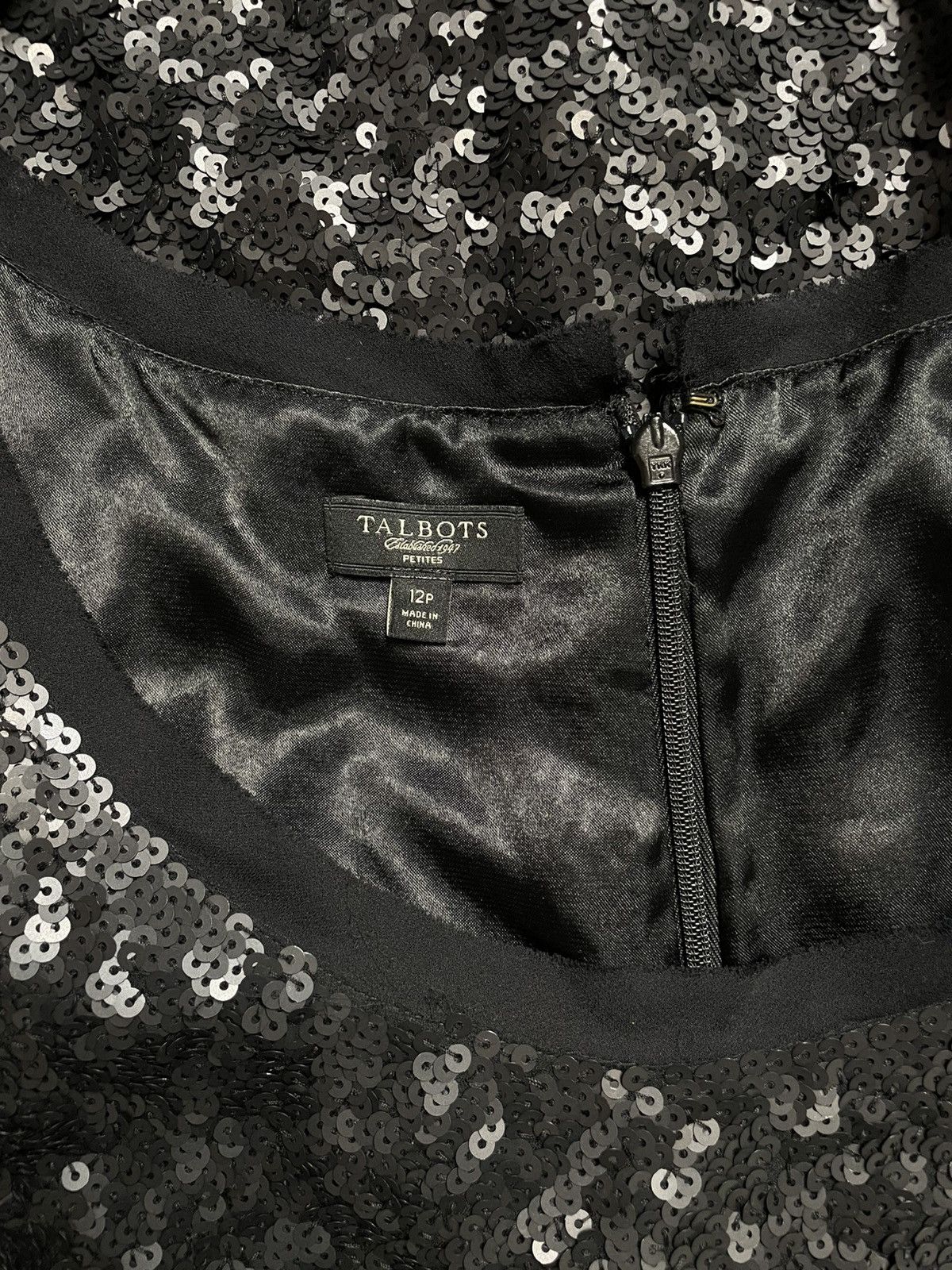 Talbots Black silk dress with sequins Size L / US 10 / IT 46 - 12 Thumbnail