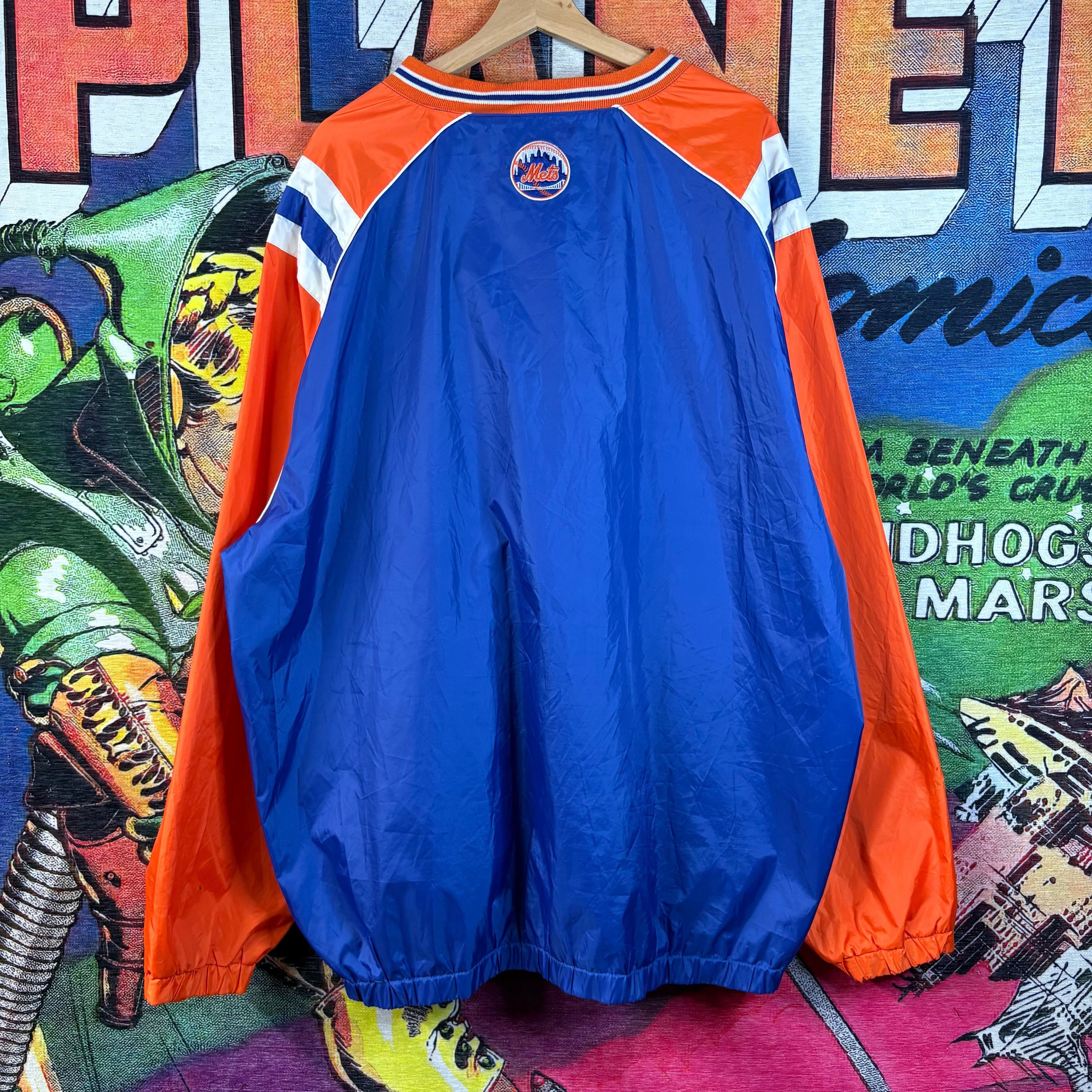 Vintage Vintage 90s New York Mets V-neck Pullover Windbreaker Jacket Size US XXL / EU 58 / 5 - 6 Thumbnail