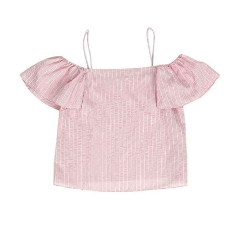 H&M H&M Blouse Flutter Sleeve Spaghetti Strap White Pink W 2 NWT Size XS / US 0-2 / IT 36-38 - 2 Thumbnail