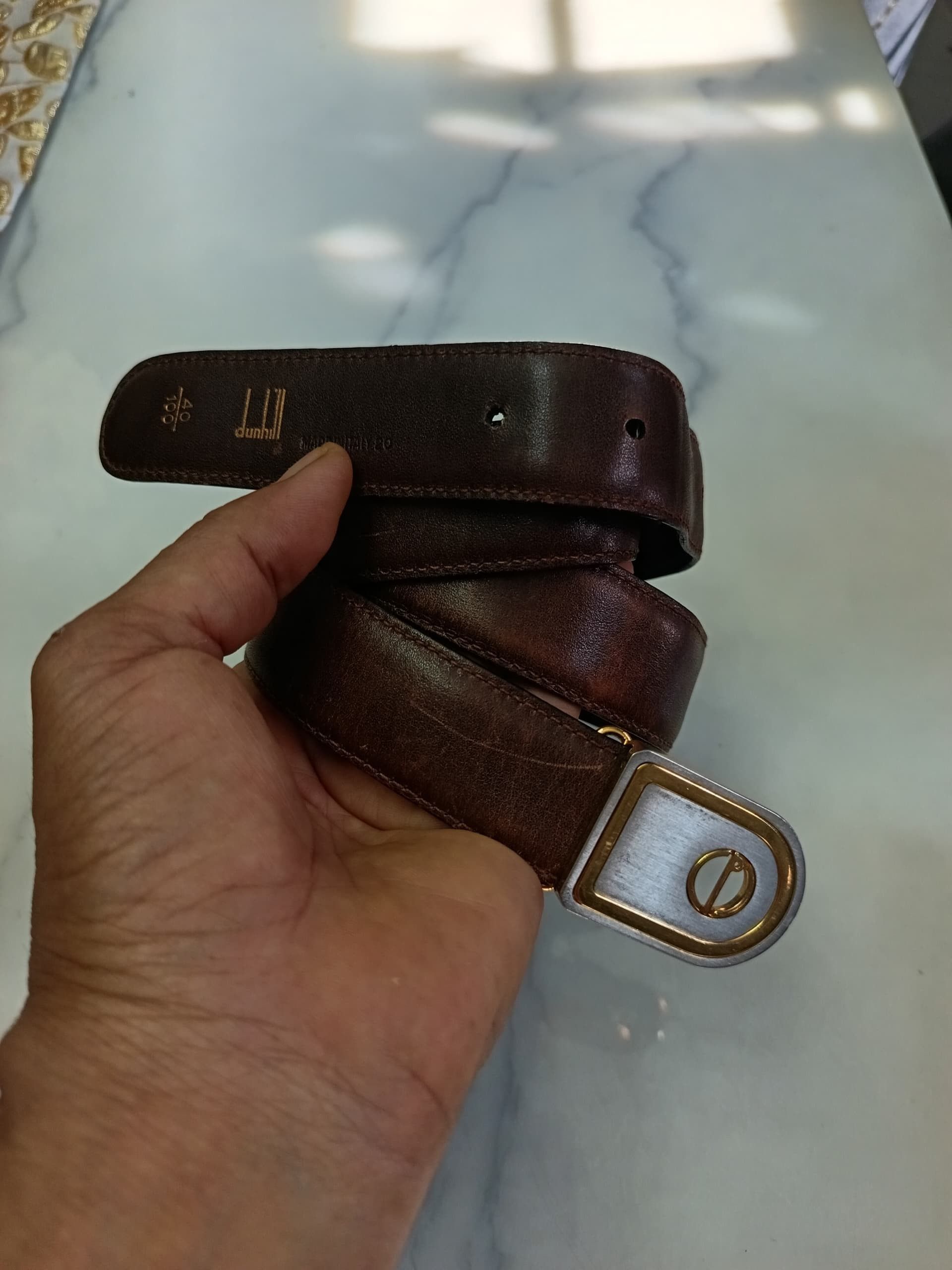 Alfred Dunhill × Leather × Vintage Vintage dunhill made in Italy leather belt 32 inc Size 32 - 3 Thumbnail