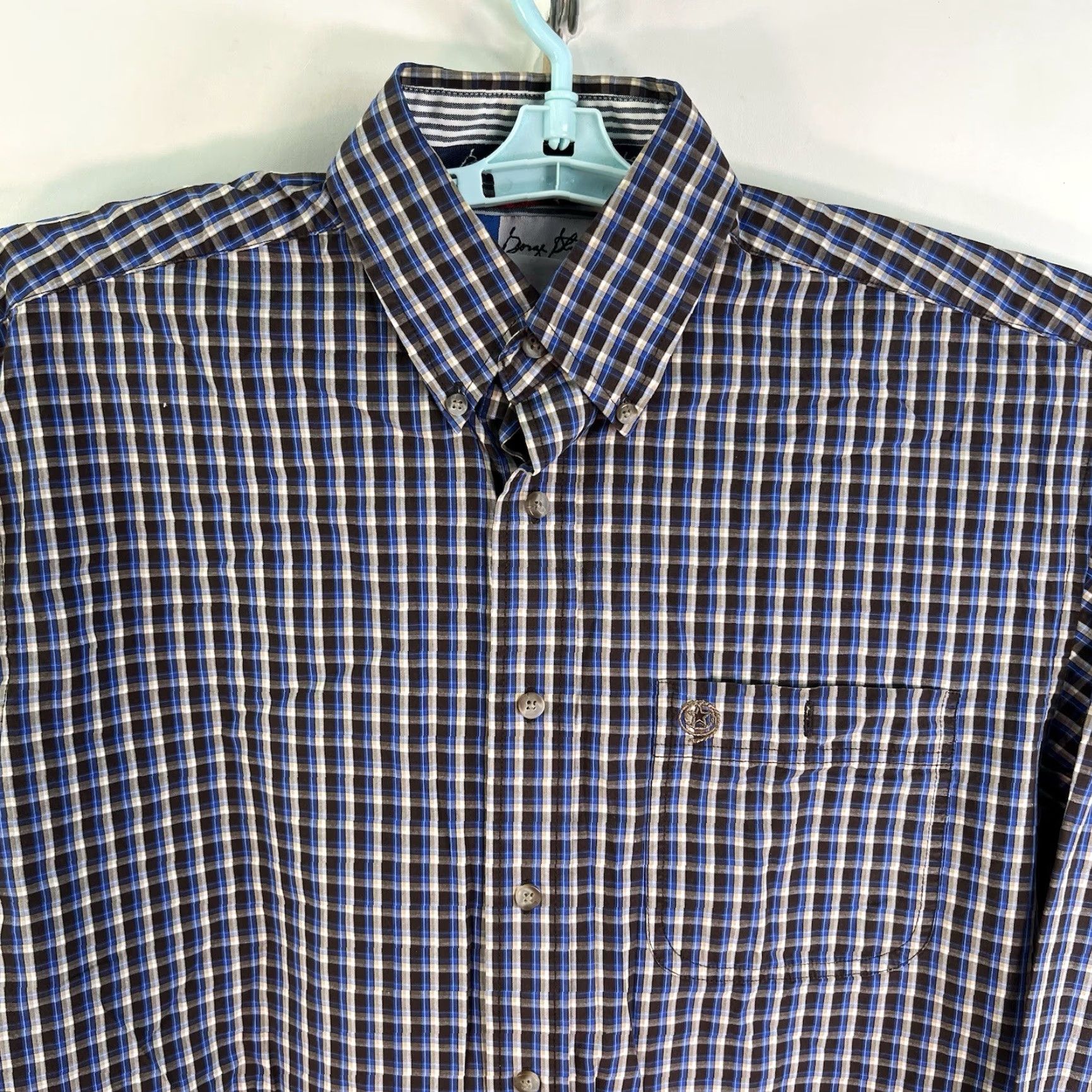 Wrangler VINTAGE Wrangler George Strait Cowboy Cut Plaid Button-Down Shirt Mens M Blue 46 Chest Regular Fit Long Sleeve Size US M / EU 48-50 / 2 - 4 Thumbnail