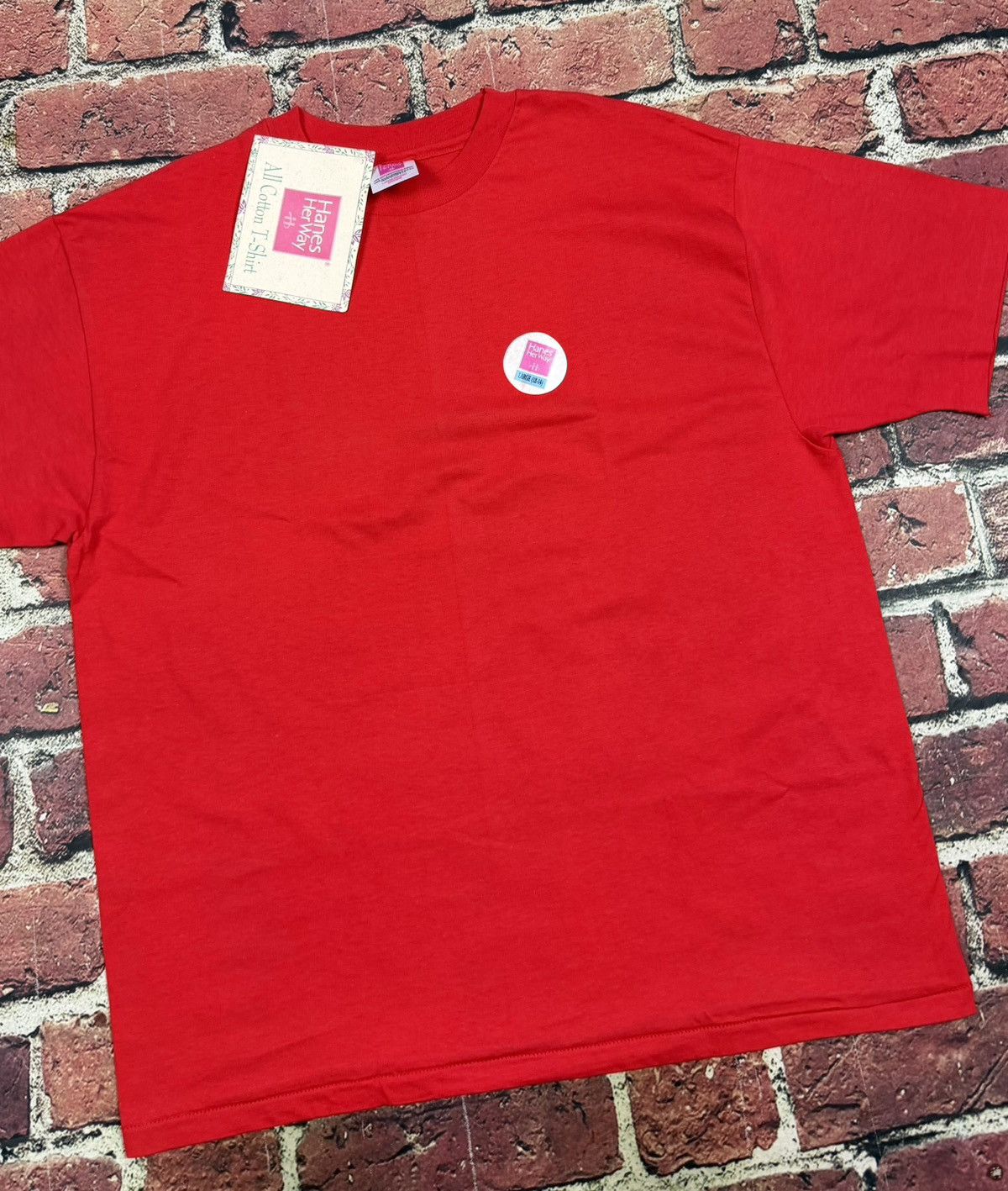 Hanes Vintage Hanes Her Way Blank Red Single Stitch T Shirt NEW Size L / US 10 / IT 46 - 5 Thumbnail