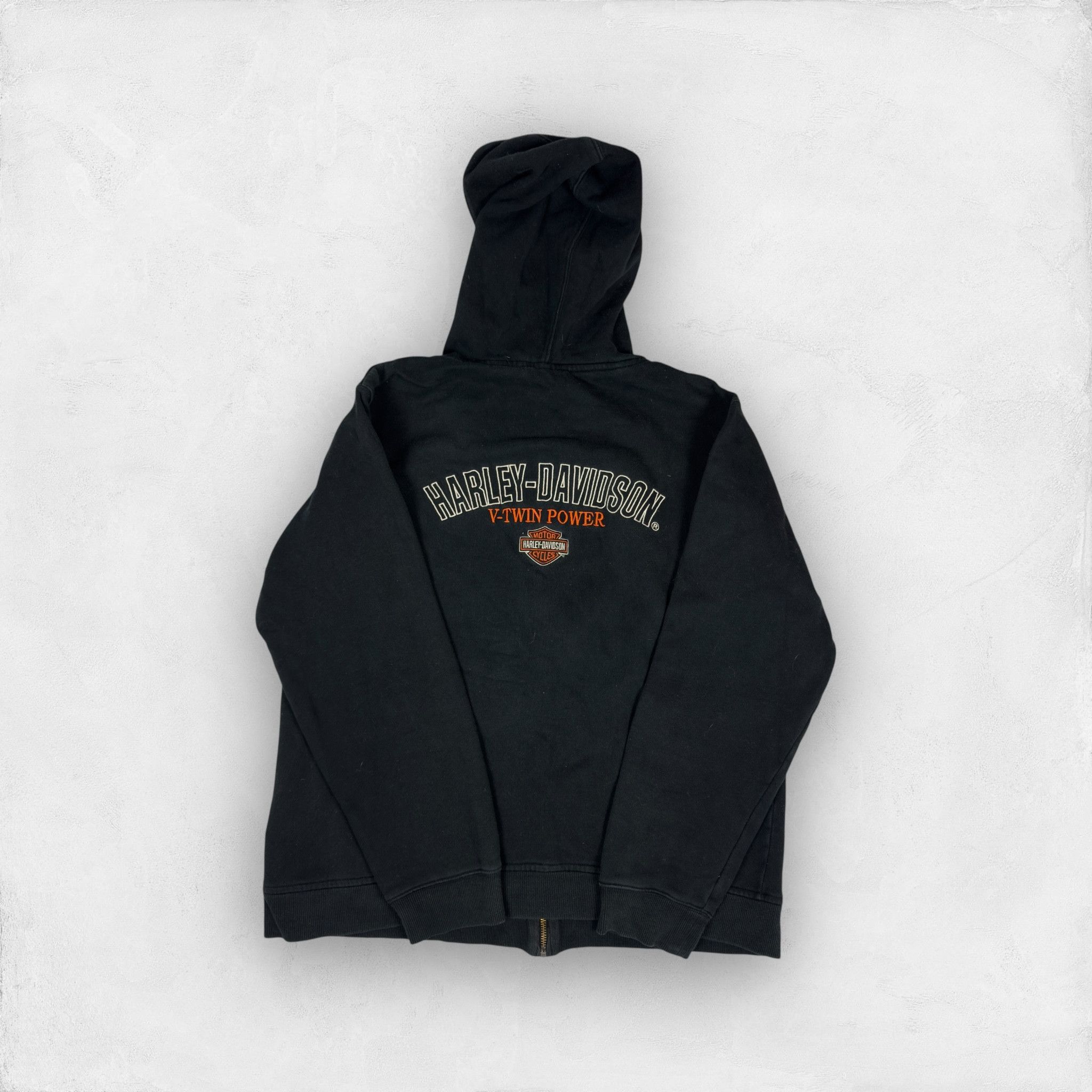 Harley-Davidson Men's Black Cotton Fleece Full Zip Hoodie M