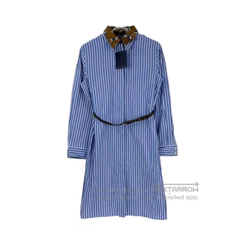 Louis Vuitton Blue White Stripe Logo Shirt Dress . Size M / US 6-8 / IT 42-44 - 1 Thumbnail