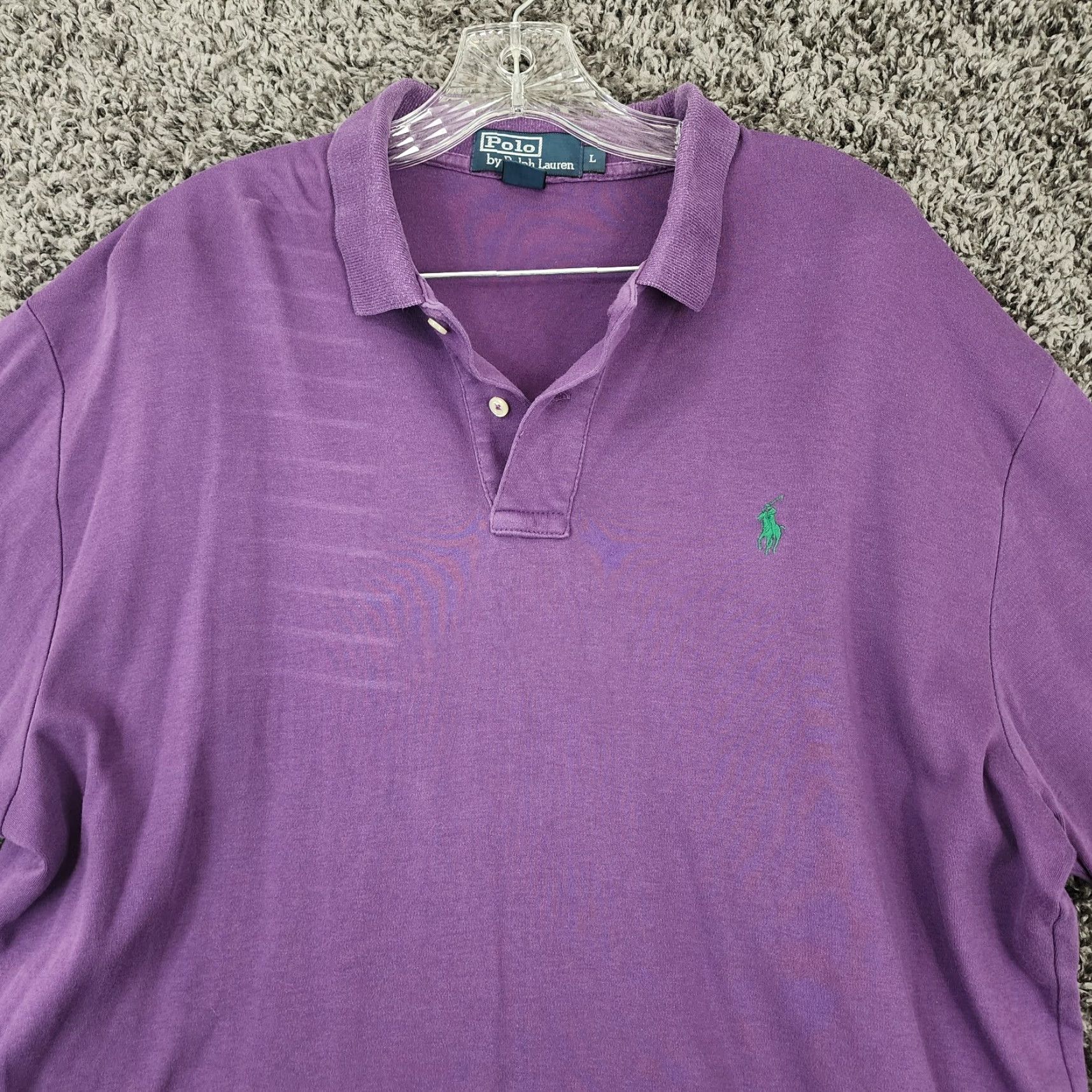 Polo Ralph Lauren Polo Ralph Lauren Shirt Mens L Purple 100% Cotton Short Sleeve Size US L / EU 52-54 / 3 - 3 Thumbnail