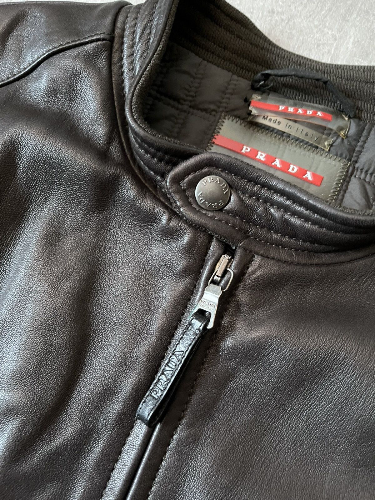Prada Prada A/W 2007 biker brown leather jacket Size US L / EU 52-54 / 3 - 6 Thumbnail