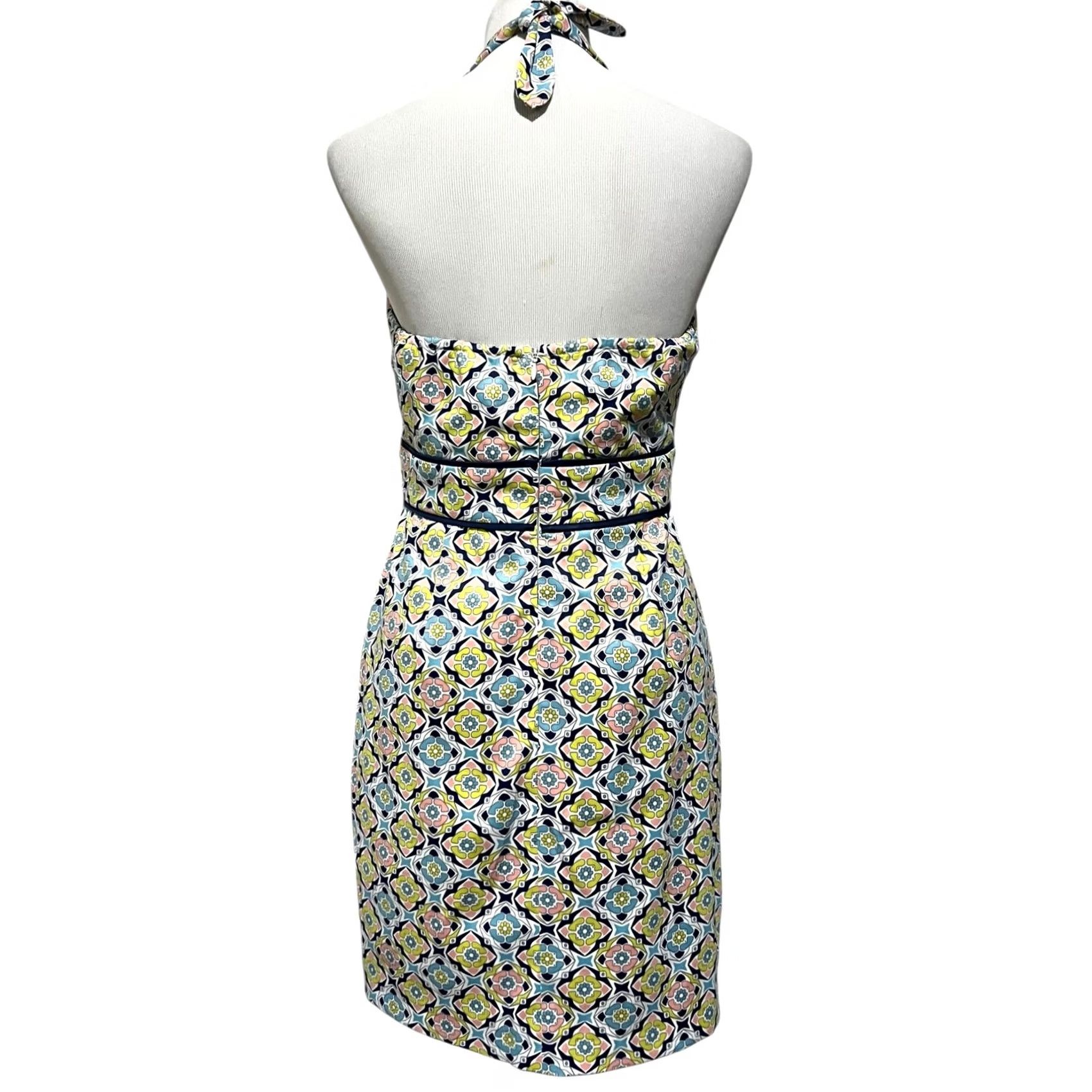 Vintage Jade Melody Tam Halter Dress V-Neck Preppy Blue Pink Green Cotton Blend Sz M Dress Sundress Sleeveless Knee Length Adult Womens V-Neck Beac… Size M / US 6-8 / IT 42-44 - 2 Thumbnail