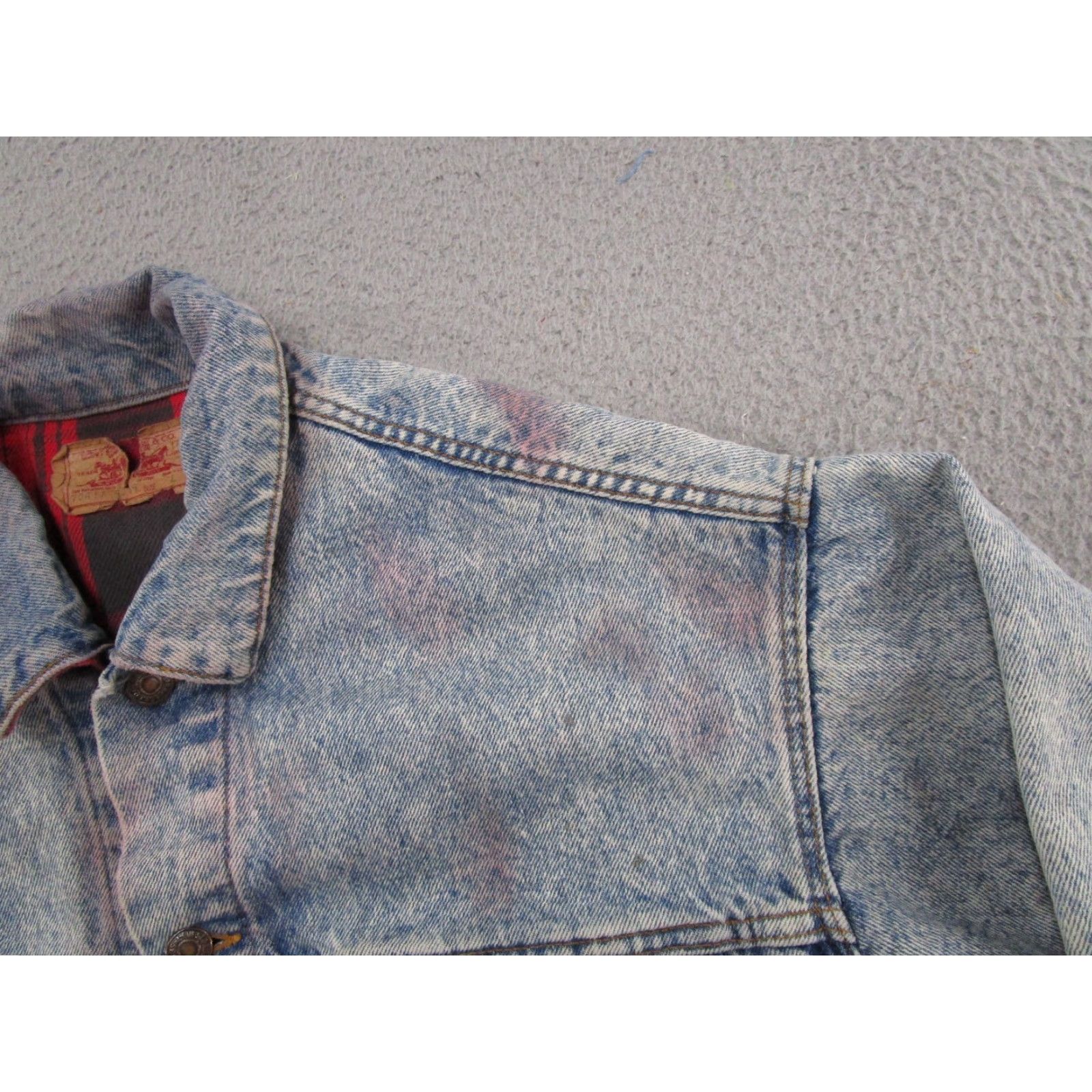 Levi's VINTAGE Levi's Trucker Jacket Men's Blue Buffalo Plaid Lined Denim USA 70417 Size US 33 - 3 Thumbnail