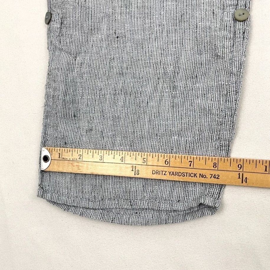 FLAX FLAX Pants Womens S Blue Gray Straight Linen Roll Tab Leg Lagenlook Boho Size 28" / US 6 / IT 42 - 7 Thumbnail