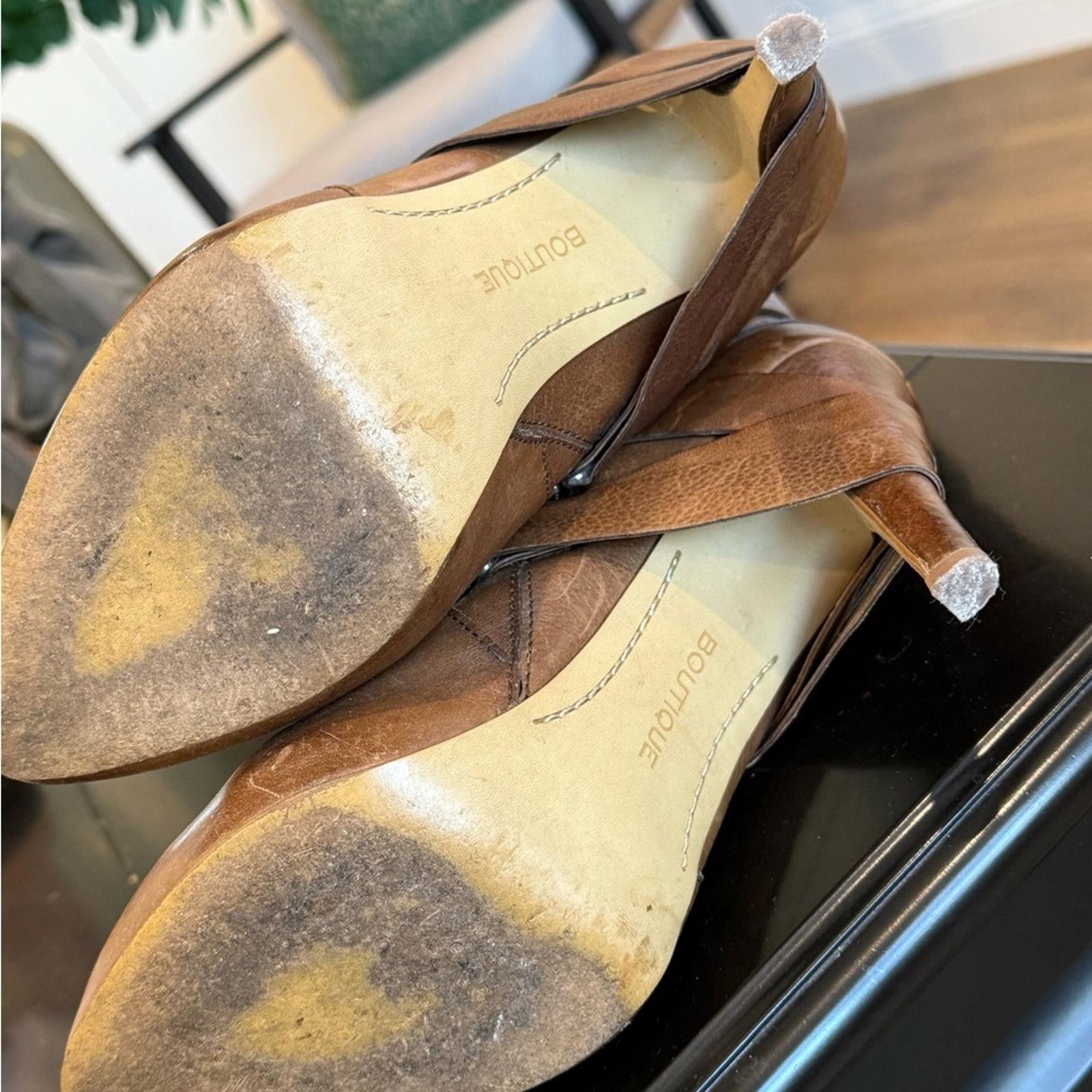 Other Boutique 9 Tan Leather Heeled Boots Size US 7.5 / IT 37.5 - 5 Thumbnail