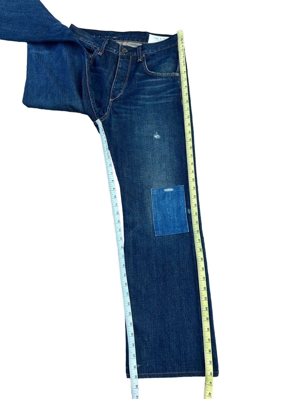 Rag & Bone Vintage Rag & Bone Distressed Patch Denim Flare Jeans Size US 30 / EU 46 - 5 Thumbnail