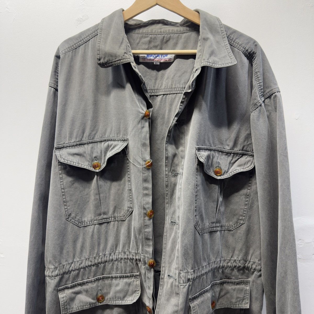Vintage Faded Grey Cotton Jacket ERD Grunge Chrome Size US XL / EU 56 / 4 - 5 Thumbnail