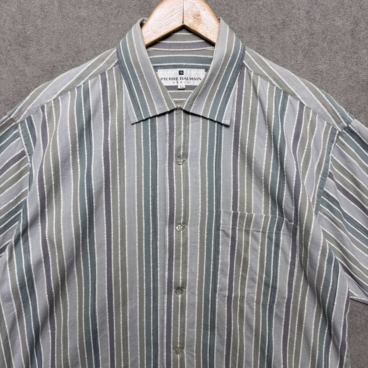 Balmain Pierre Balmain Open Collar Relaxed Fit Multicolor Striped Size US L / EU 52-54 / 3 - 5 Thumbnail