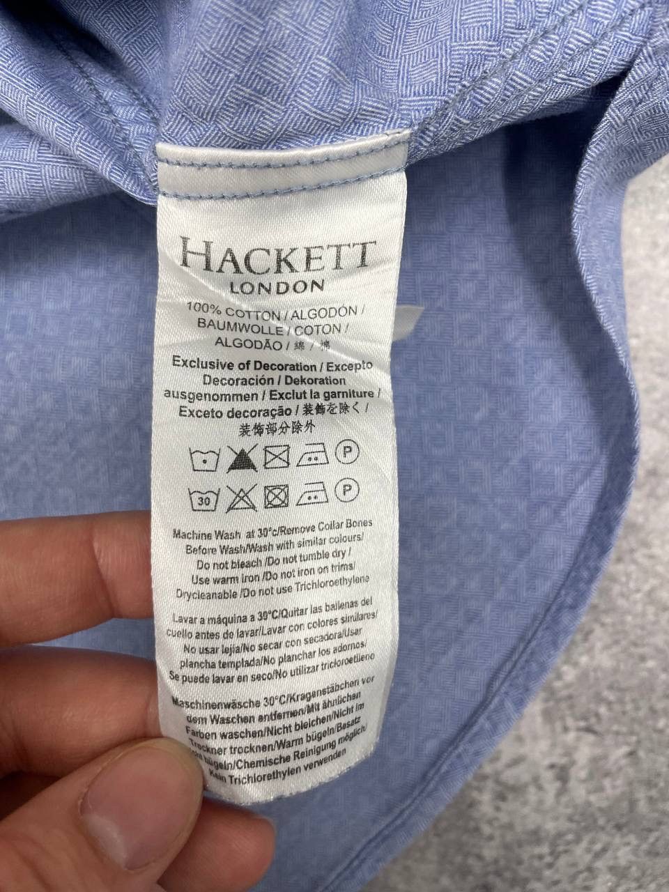 Hackett Hackett Men Cotton Shirt Light Blue Long Sleeve Size US L / EU 52-54 / 3 - 6 Thumbnail