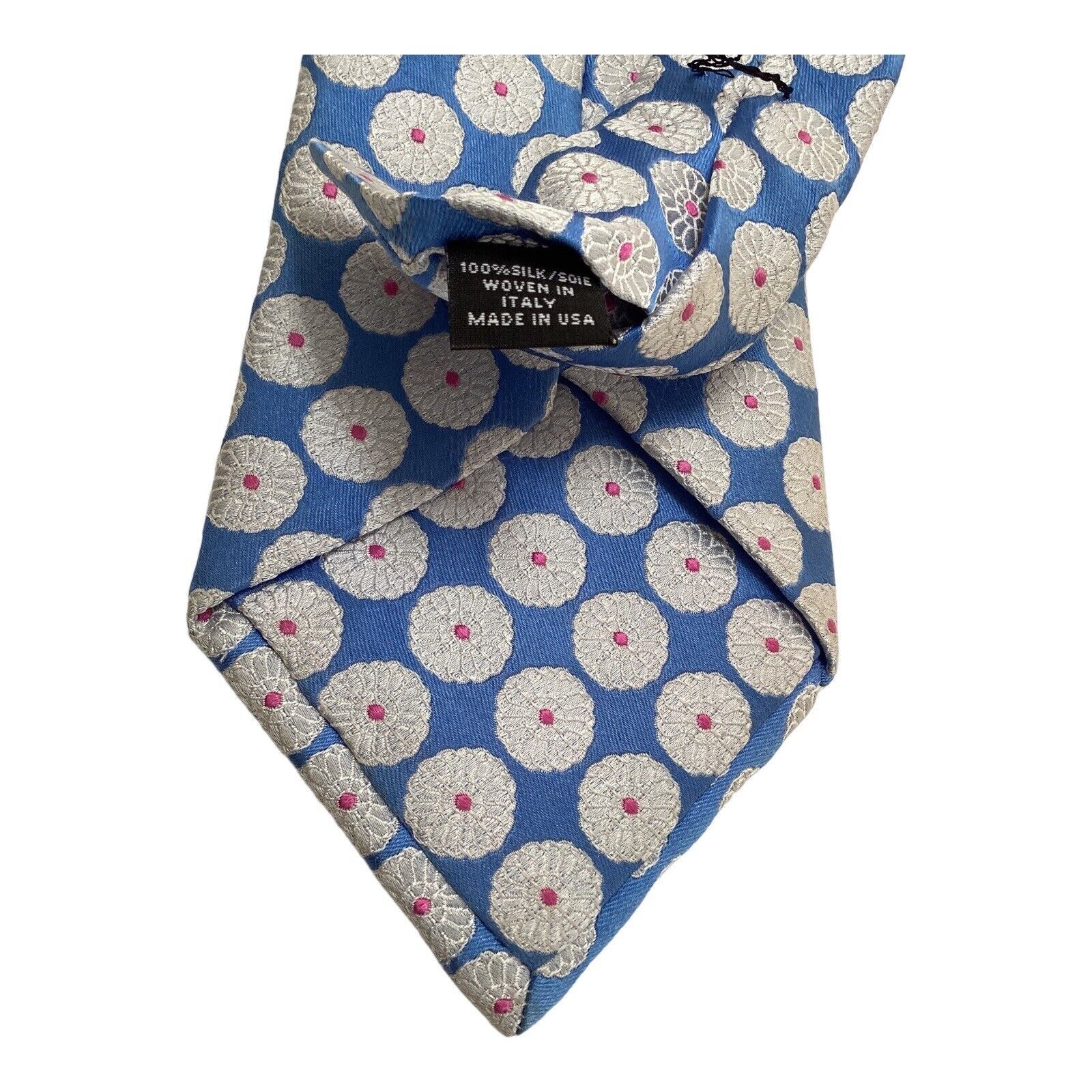 Ike Behar IKE BEHAR Blue Geometric Luxury Silk Tie Made In USA W: 3.75 Size ONE SIZE - 4 Thumbnail