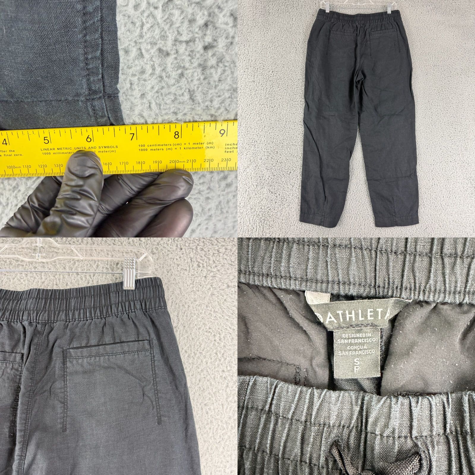 Athleta Athleta Retreat Linen Ankle Pant Womens S Black Pull On Drawstring Casual Size 28" / US 6 / IT 42 - 8 Thumbnail