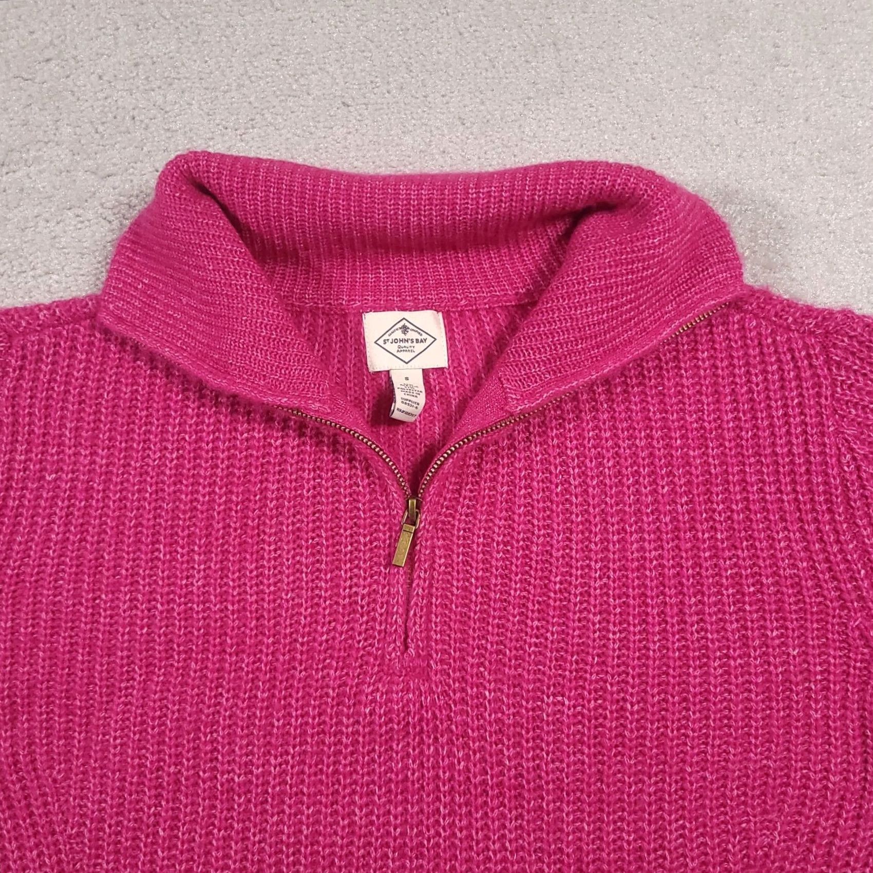 Vintage St. John's Bay 1/4 Zip Knit Sweater Women's Small Pink Soft Ribbed Crochet Shirt Pullover Womens Small Pink 1/4 Zip Knit Sweater Size S / US 4 / IT 40 - 6 Thumbnail