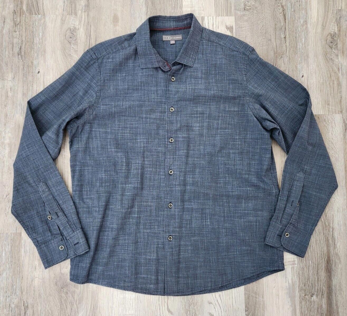 Ike Behar Ike By Ike Behar Mens Shirt Large Blue Long Sleeve Plaid Size US L / EU 52-54 / 3 - 1 Thumbnail