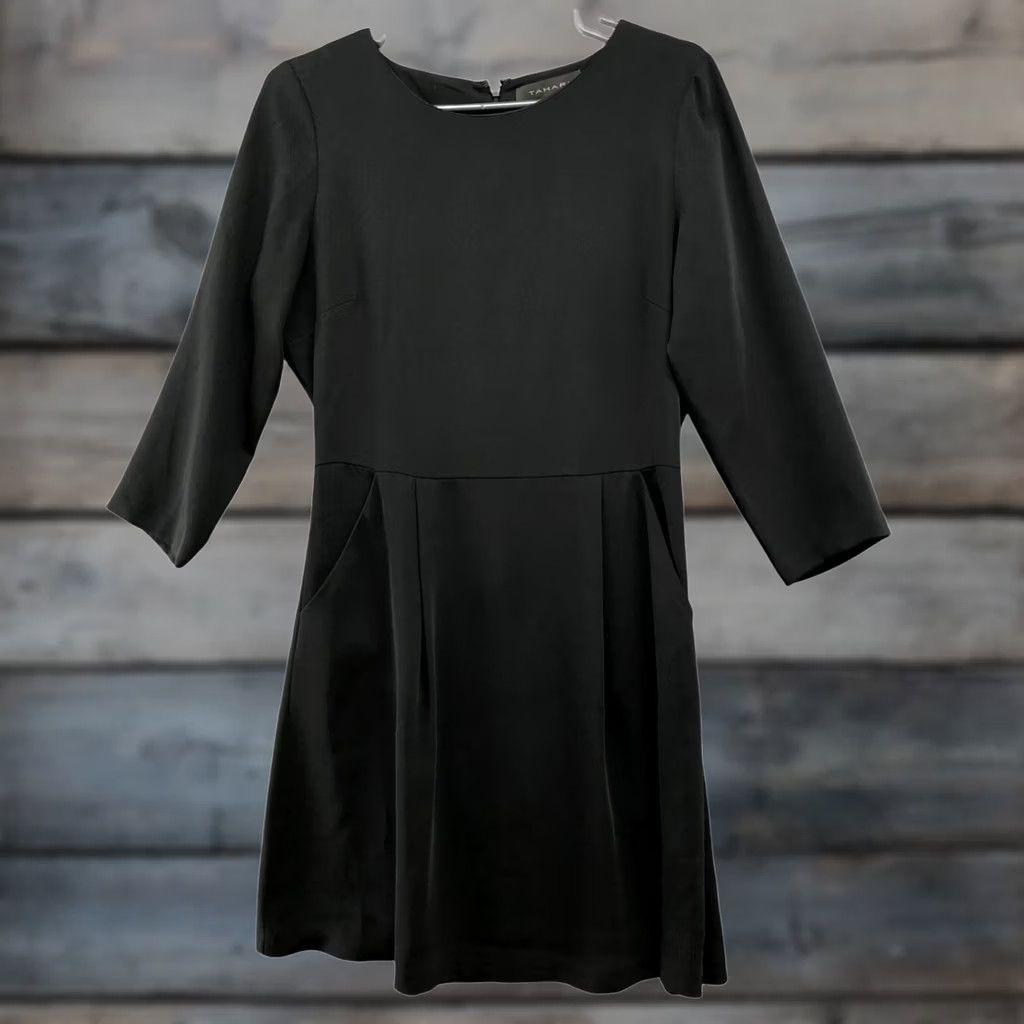 Vintage Tahari Black Mini Dress Size 6 LBD 3/4 Sleeve A-Line Pockets Formal Cocktail Party/Wedding/Workwear Womens Size M / US 6-8 / IT 42-44 - 1 Thumbnail
