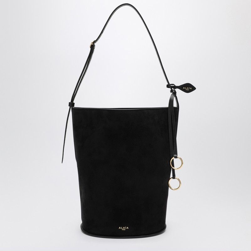 Alaia Alaia Hip Bucket Large Bag In Black Suede Leather Size ONE SIZE - 1 Thumbnail