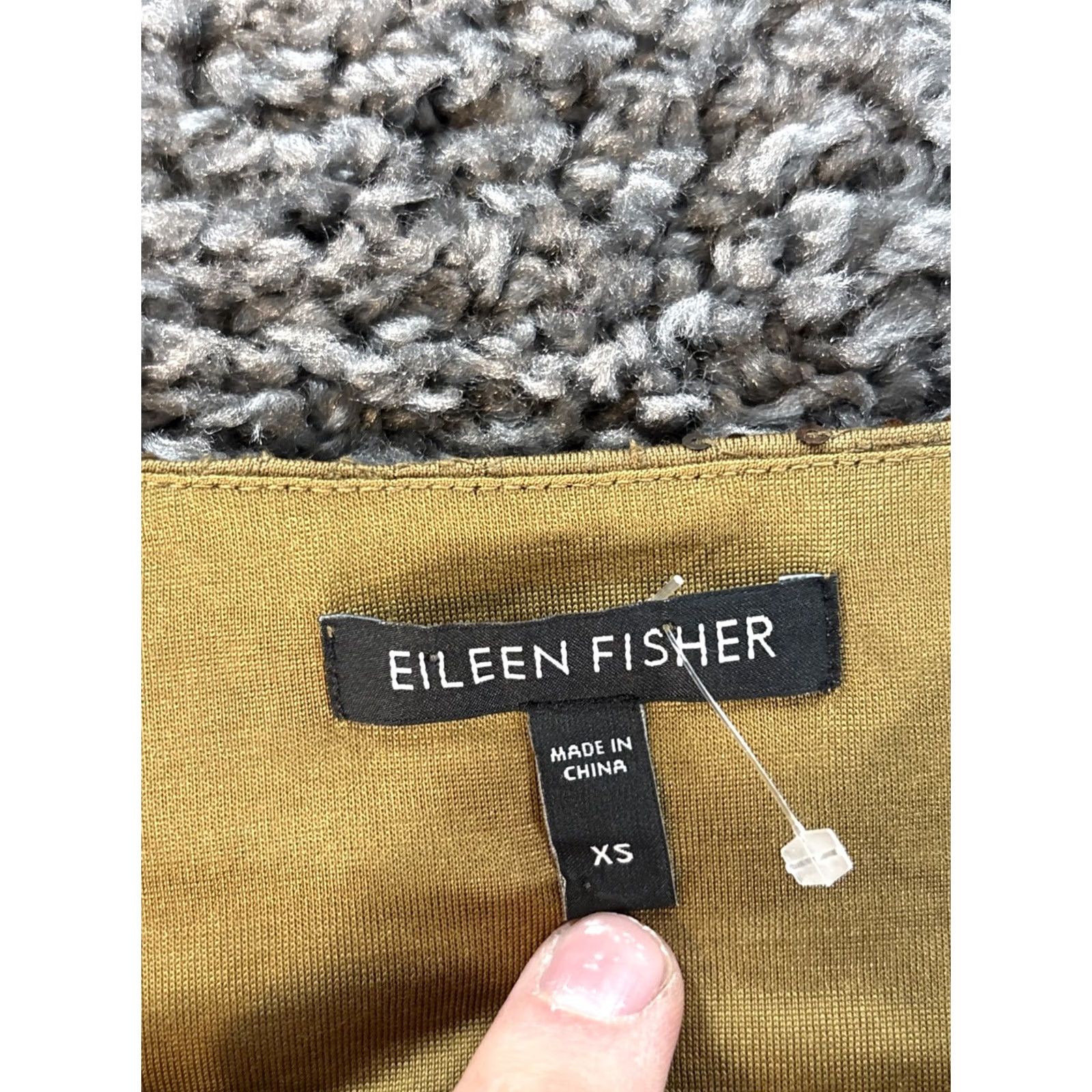 Eileen Fisher Eileen Fisher Top Blouse Womens XS Boat Neck Gold Silk Sequin 3/4 Sleeve Y2K Size XS / US 0-2 / IT 36-38 - 4 Thumbnail