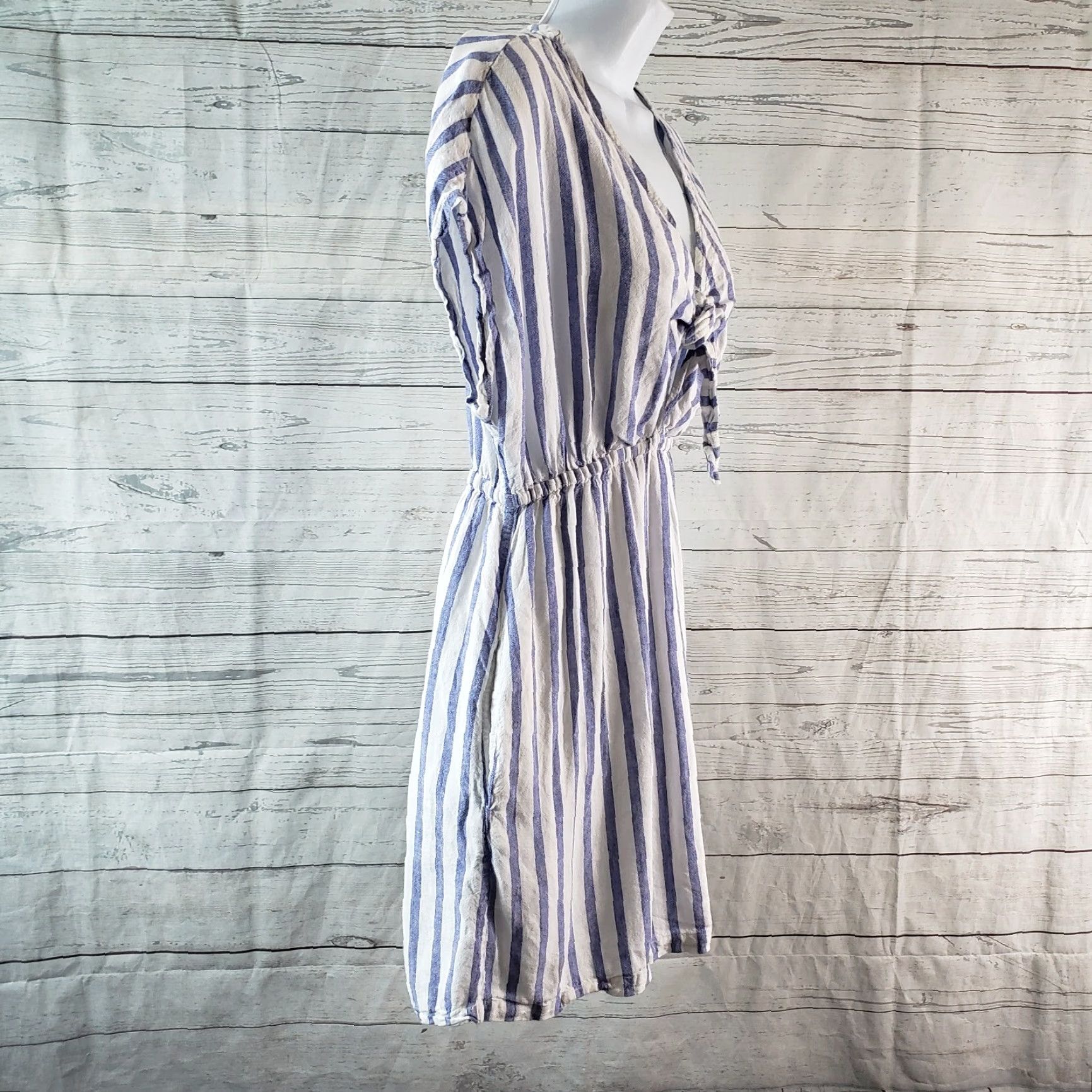 Rails Rails Womens Charlotte Tie Linen Blend Mini Dress XS Grenadines Stripe Blue Size XS / US 0-2 / IT 36-38 - 3 Thumbnail