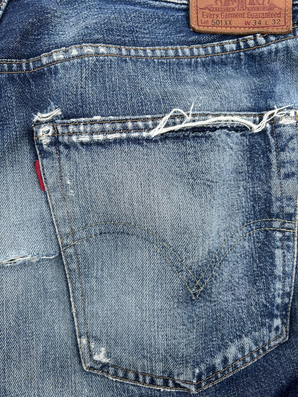 Kapital Thrashed Levis 501XX Big E Selvedge Distressed Denim Jeans Size US 35 - 14 Thumbnail