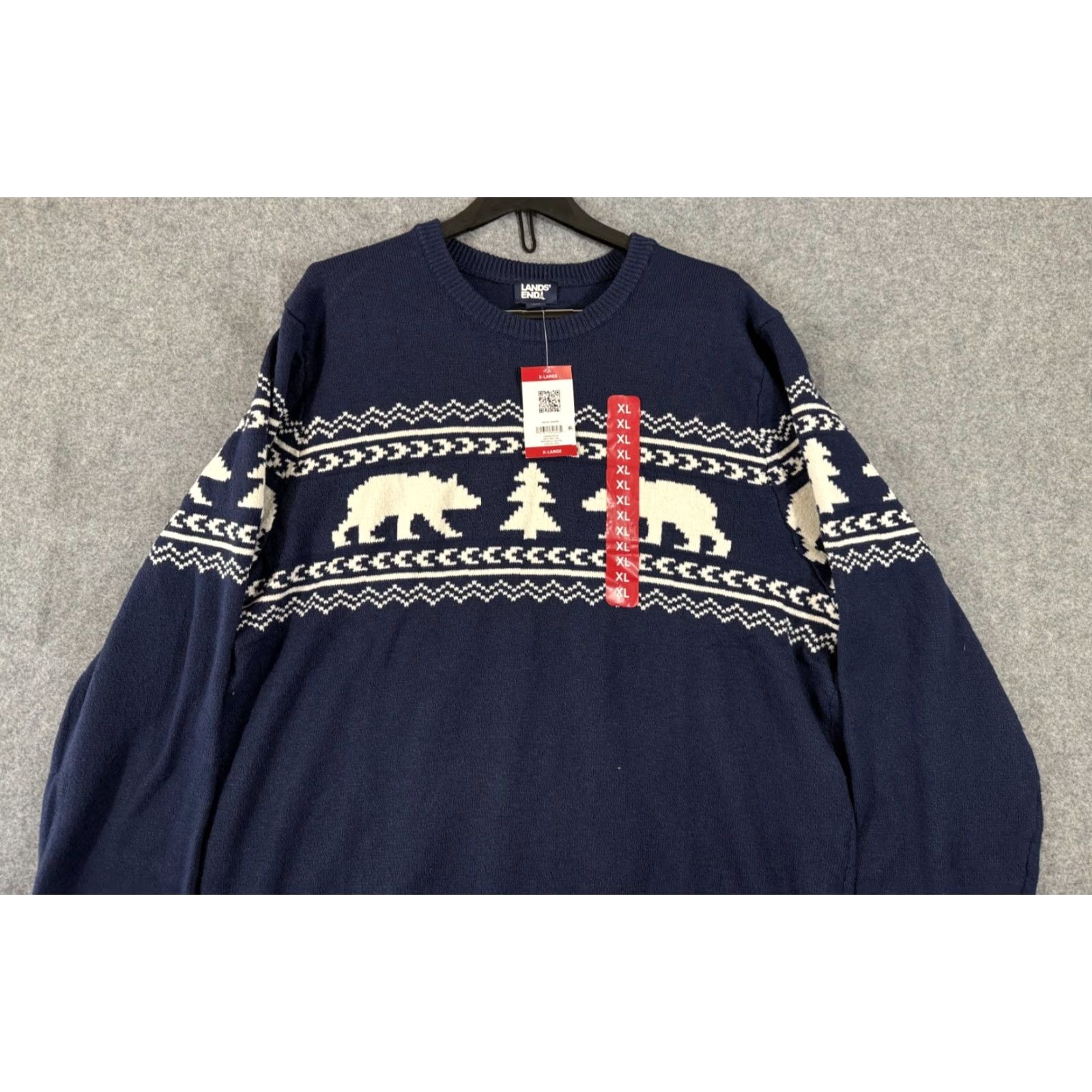 Lands' End Lands' End Sweater Mens XL 46-48 Blue Fair Isle Polar Bear Holiday Crew Neck NWT Size US XL / EU 56 / 4 - 2 Thumbnail