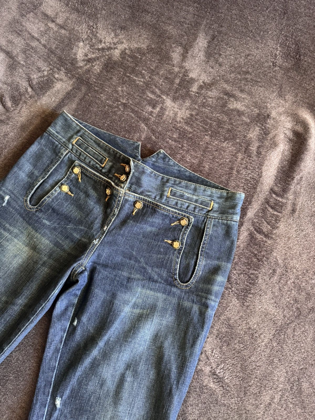 Dolce & Gabbana Vintage Navy Military Style Button Front Denim Jeans Size 27" / US 4 / IT 40 - 4 Thumbnail