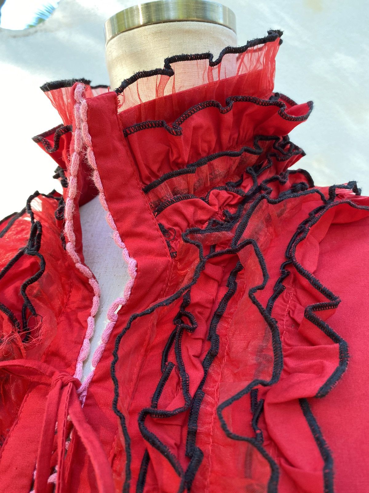 Designer × Japanese Brand Heart 2 Heart Y2K red ruffle blouse shirt Size XS / US 0-2 / IT 36-38 - 3 Thumbnail